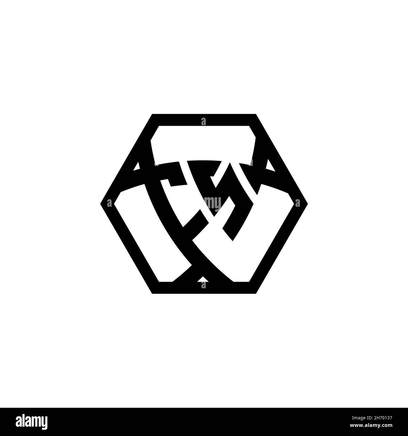 FS Monogram logo letter with triangle shield shape hexagonal rounded. Triangle monogram logo, shield monogram logo, triangle shield letter. Stock Vector