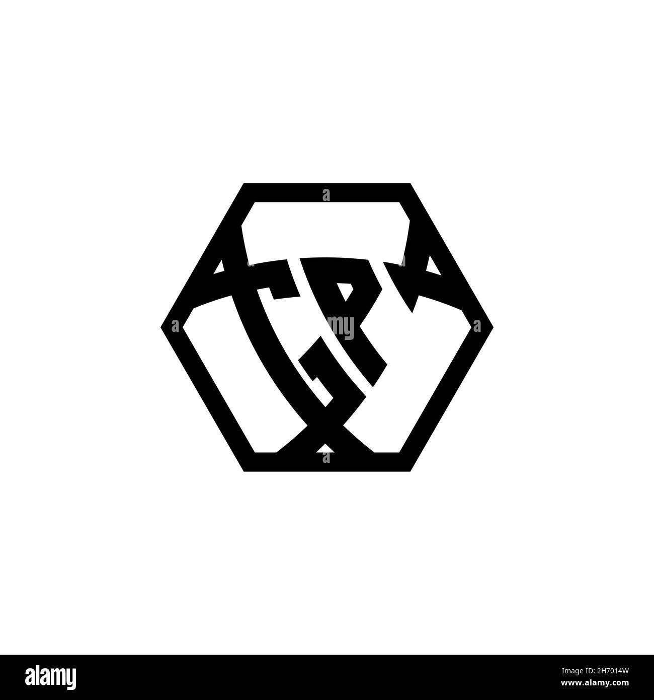 GP Monogram logo letter with triangle shield shape hexagonal rounded. Triangle monogram logo, shield monogram logo, triangle shield letter. Stock Vector