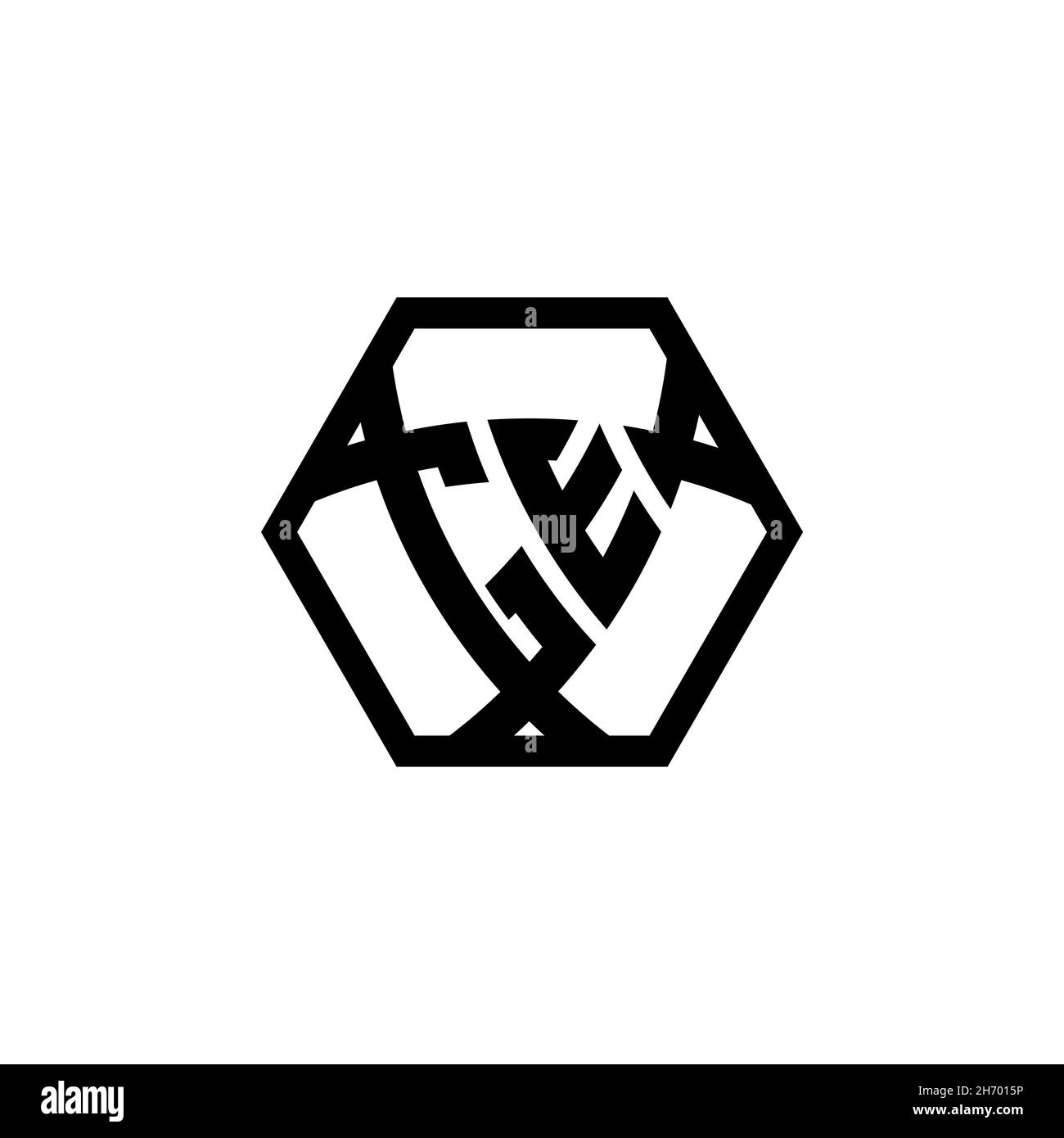 GE Monogram logo letter with triangle shield shape hexagonal rounded. Triangle monogram logo, shield monogram logo, triangle shield letter. Stock Vector