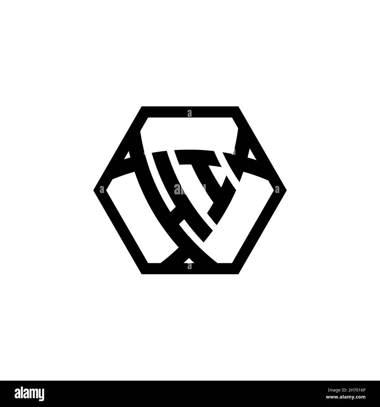 HI Monogram logo letter with triangle shield shape hexagonal rounded. Triangle monogram logo, shield monogram logo, triangle shield letter. Stock Vector