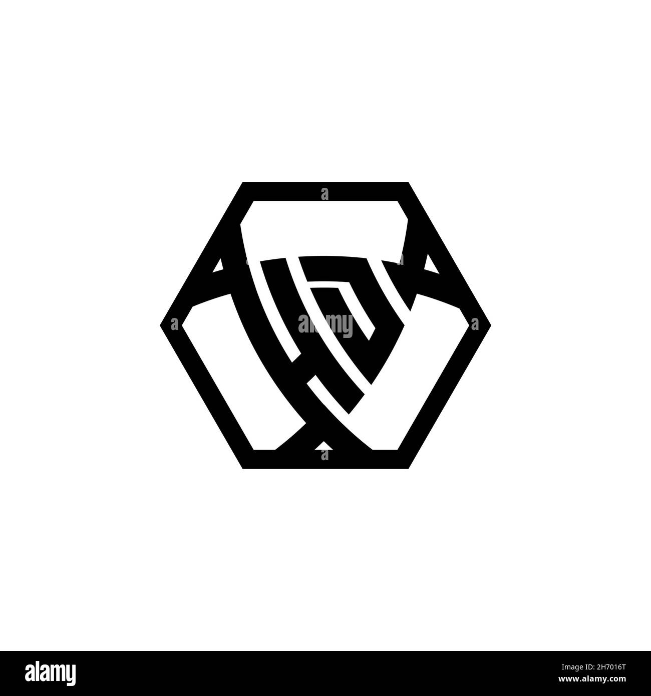 HD Monogram logo letter with triangle shield shape hexagonal rounded. Triangle monogram logo, shield monogram logo, triangle shield letter. Stock Vector