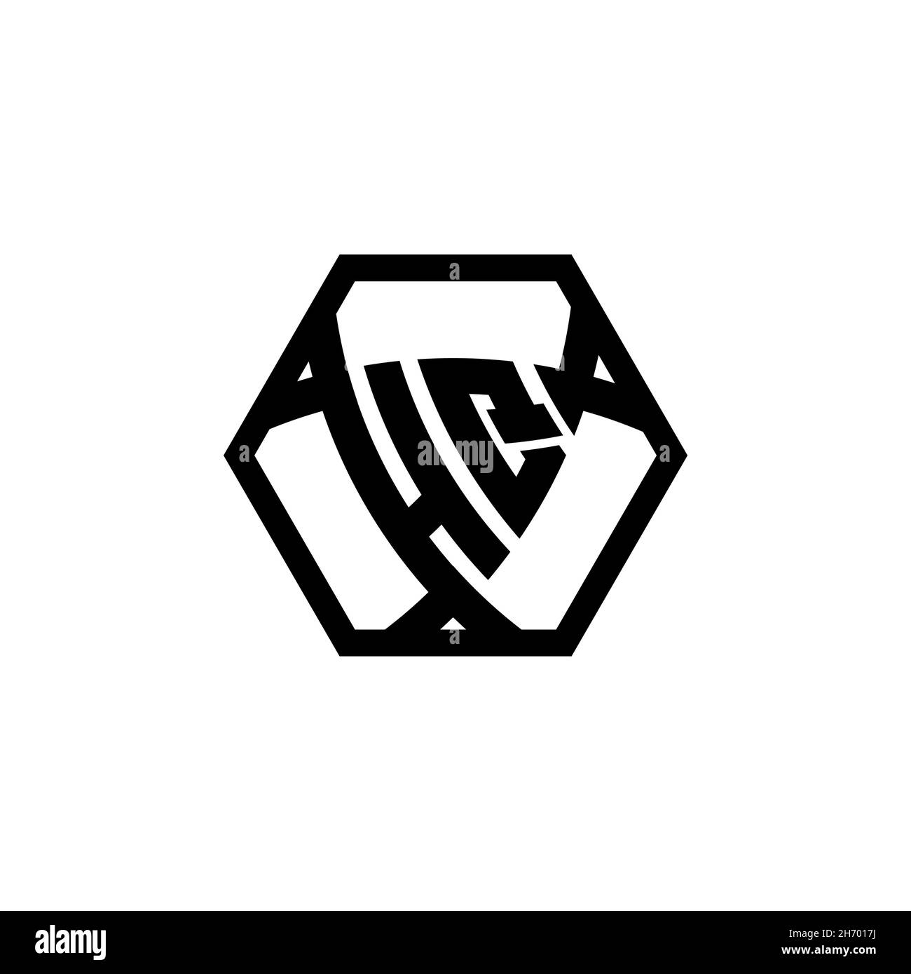 HQ Monogram logo letter with triangle shield shape hexagonal rounded. Triangle monogram logo, shield monogram logo, triangle shield letter. Stock Vector