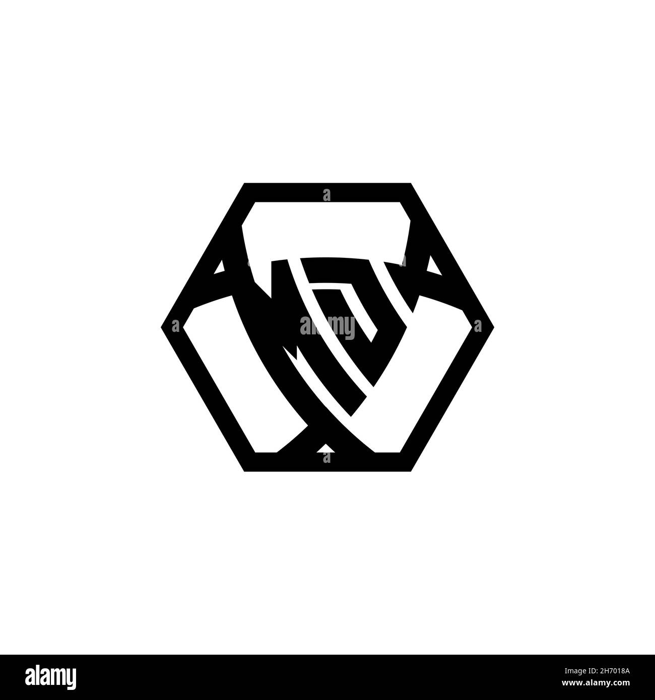 MD Monogram logo letter with triangle shield shape hexagonal rounded. Triangle monogram logo, shield monogram logo, triangle shield letter. Stock Vector