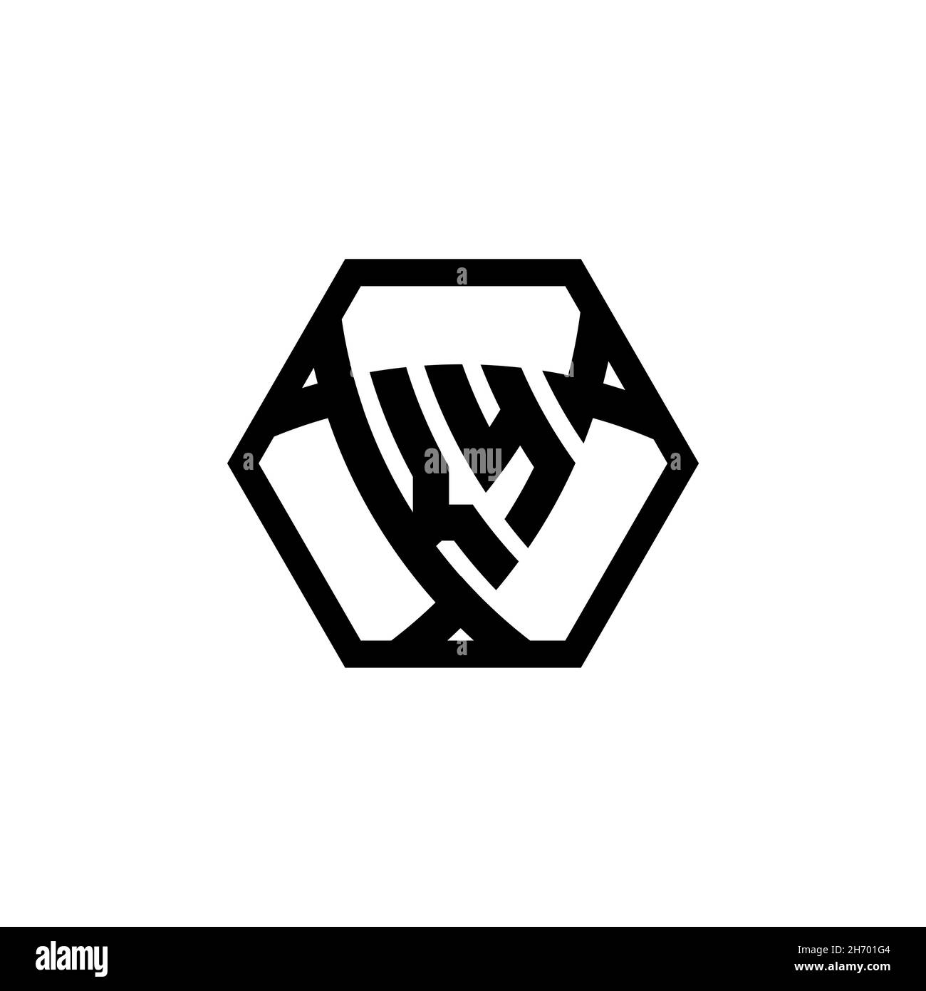 KY Monogram logo letter with triangle shield shape hexagonal rounded. Triangle monogram logo, shield monogram logo, triangle shield letter. Stock Vector