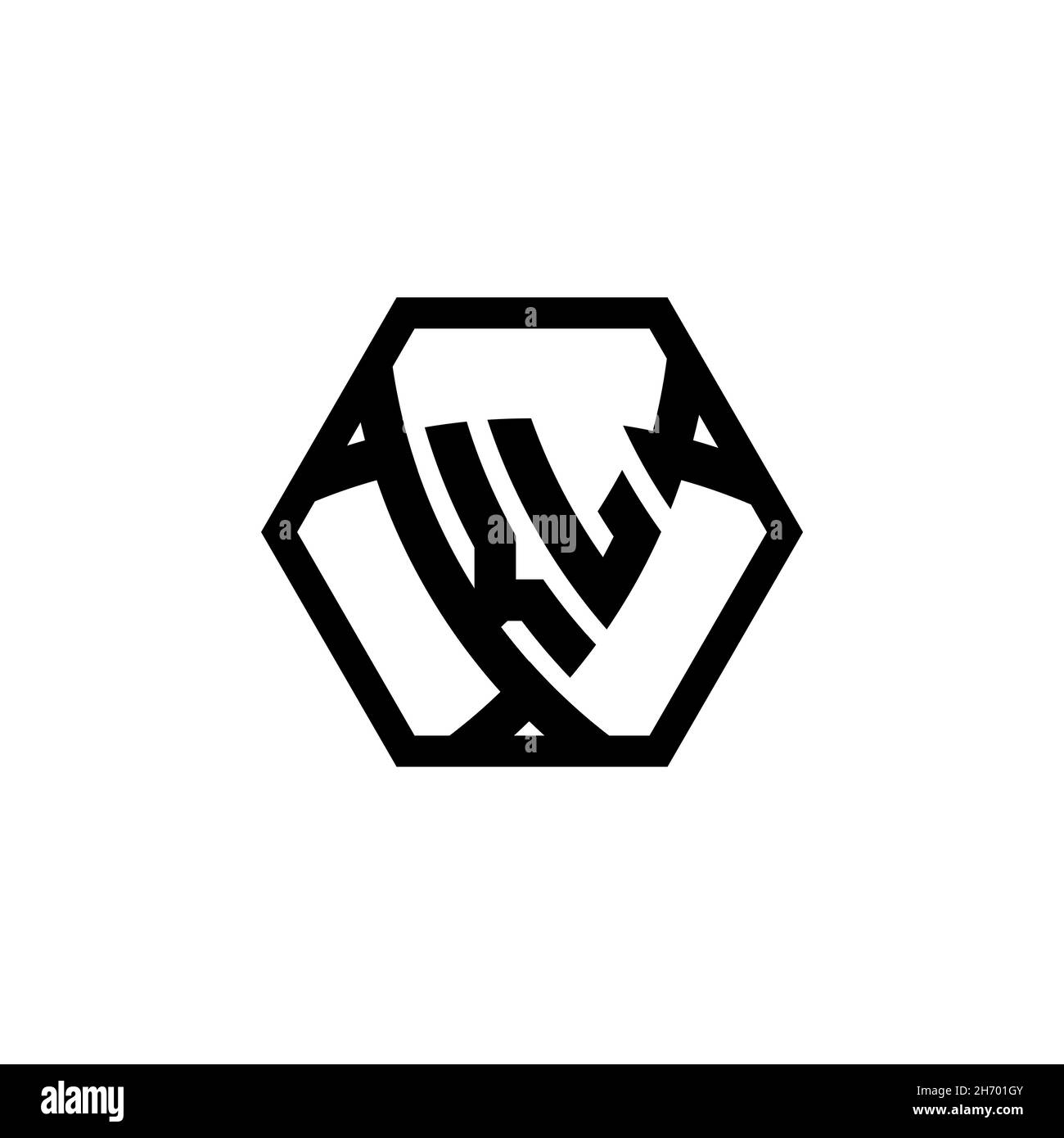 KL Monogram logo letter with triangle shield shape hexagonal rounded. Triangle monogram logo, shield monogram logo, triangle shield letter. Stock Vector