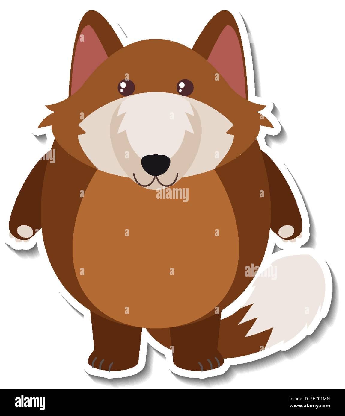 Chubby fox animal cartoon sticker illustration Stock Vector