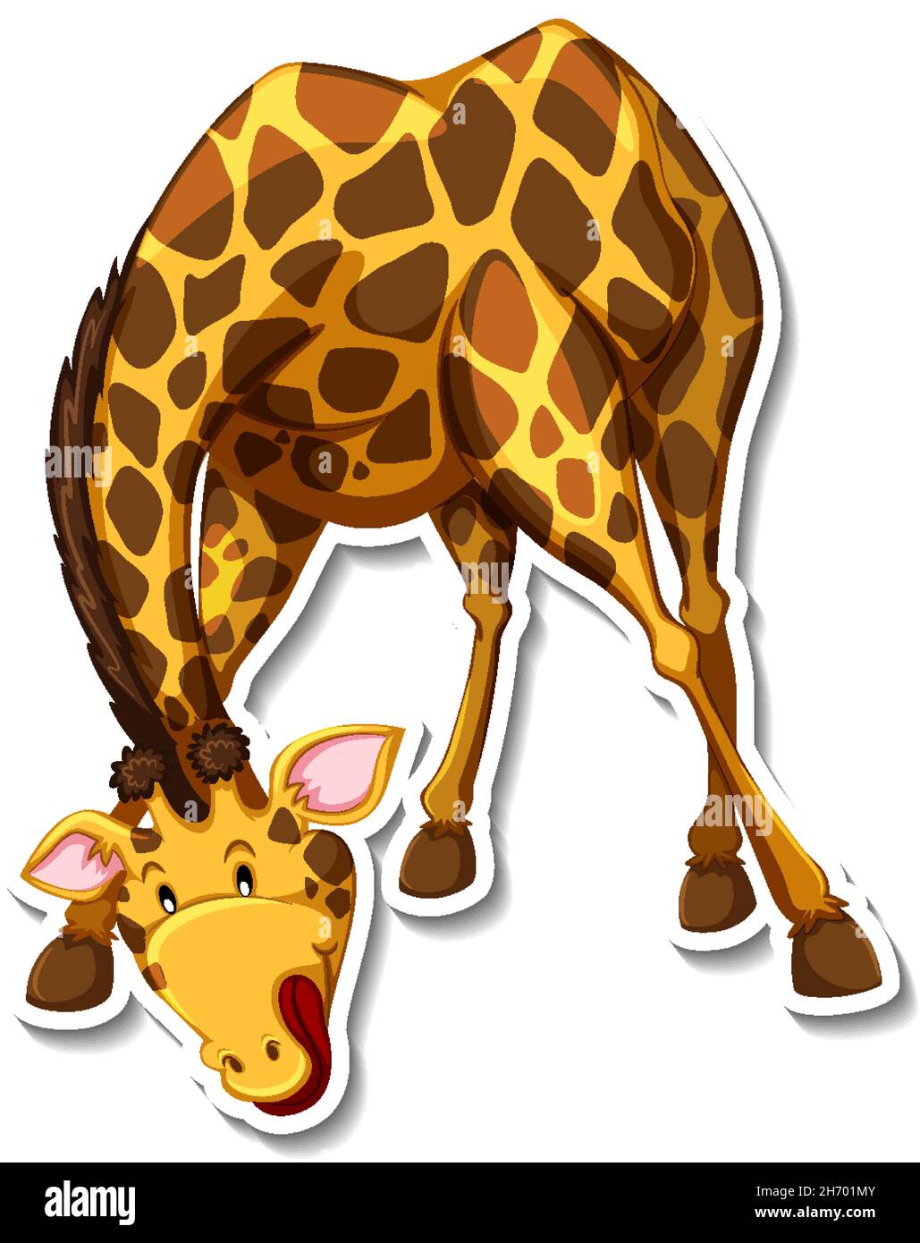 Giraffe wild animal cartoon sticker illustration Stock Vector Image