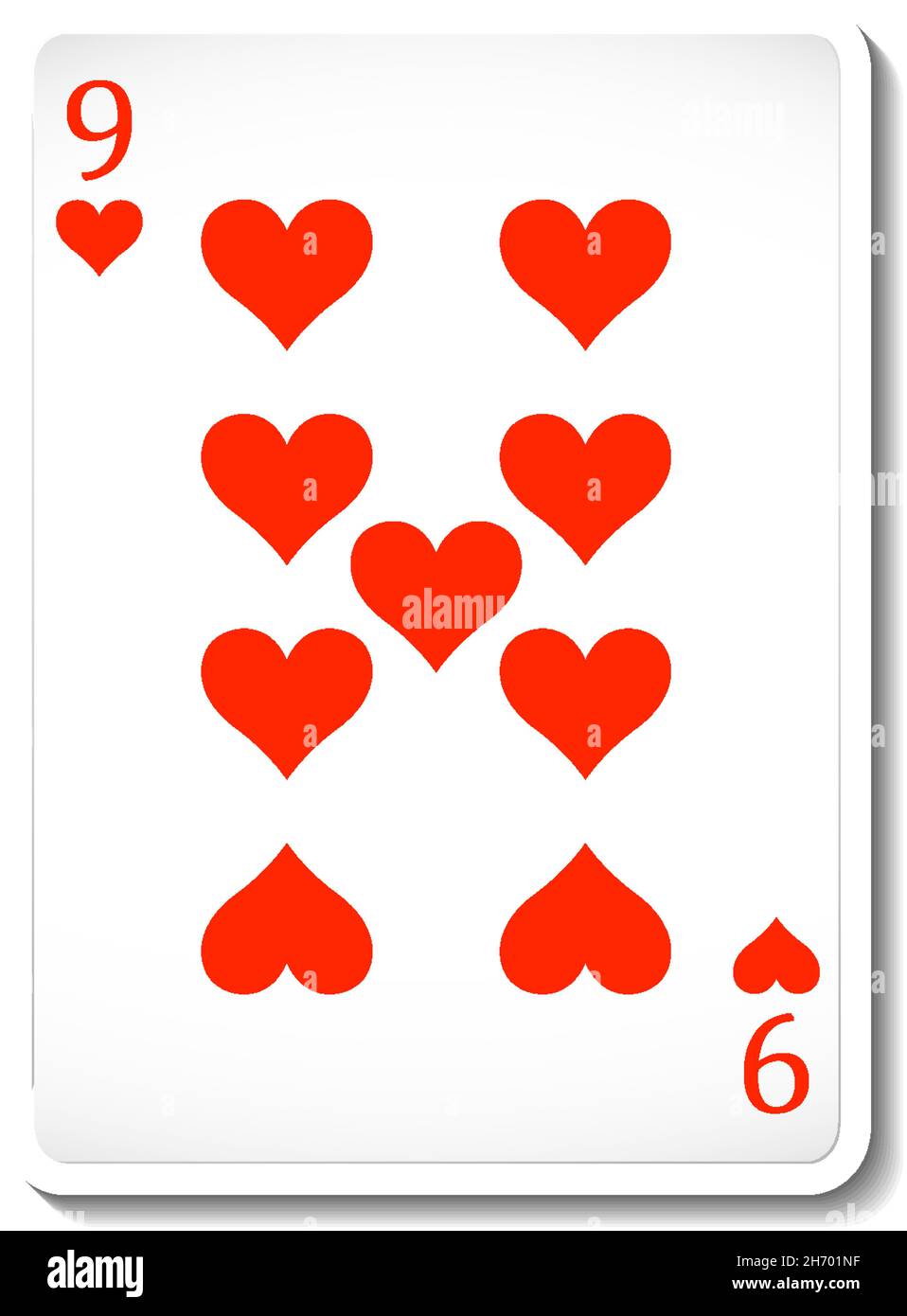 Nine of Hearts Playing Card Isolated illustration Stock Vector Image ...