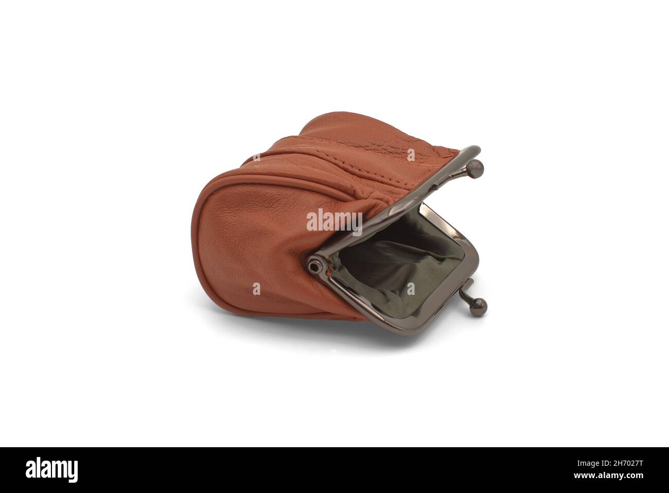 Brown vintage leather purse isolated on white background Stock Photo ...