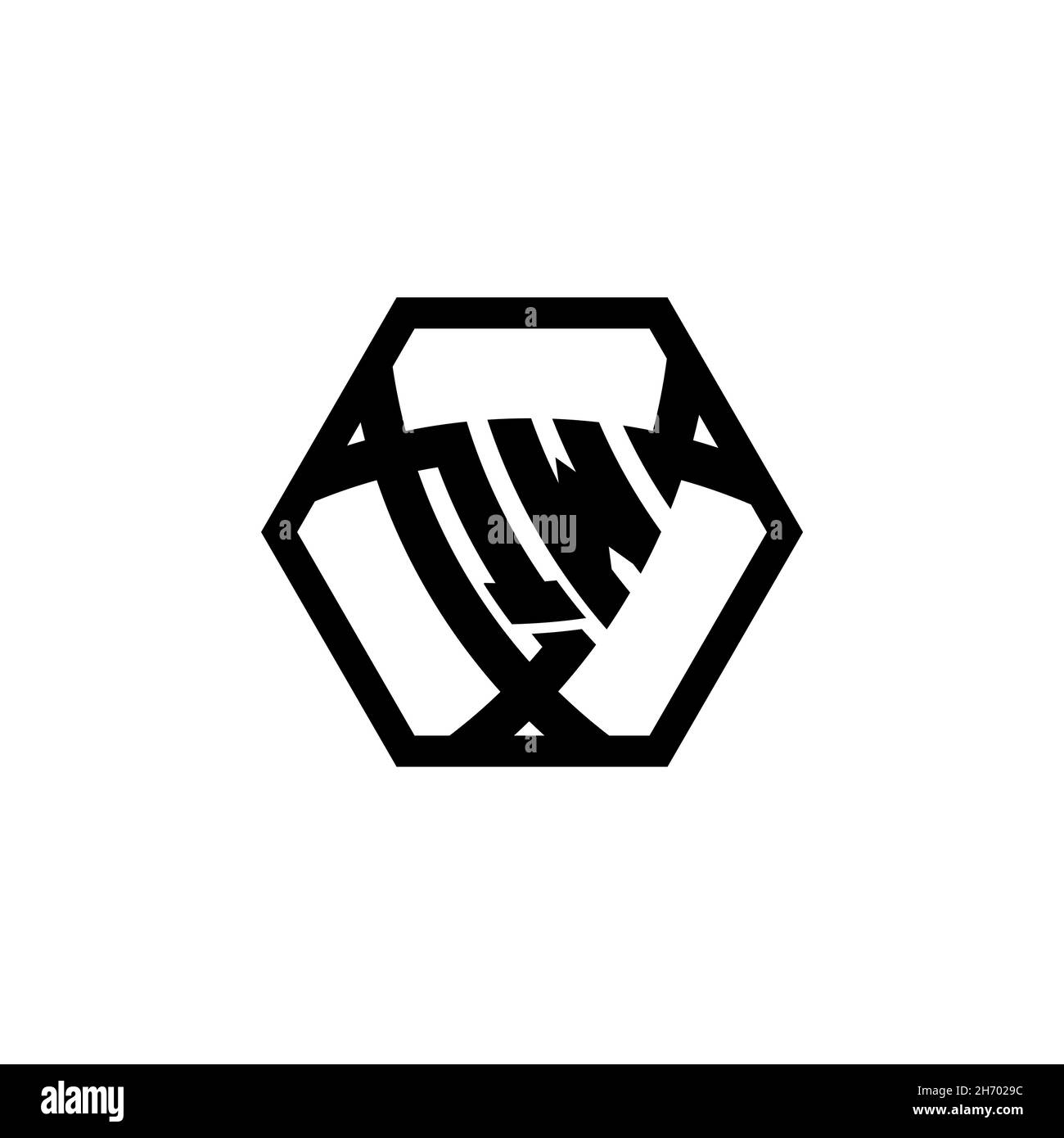 QW Monogram logo letter with triangle shield shape hexagonal rounded. Triangle monogram logo, shield monogram logo, triangle shield letter. Stock Vector