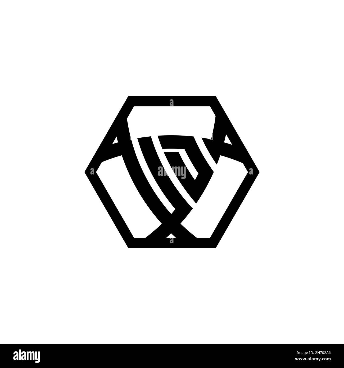 UD Monogram logo letter with triangle shield shape hexagonal rounded. Triangle monogram logo, shield monogram logo, triangle shield letter. Stock Vector