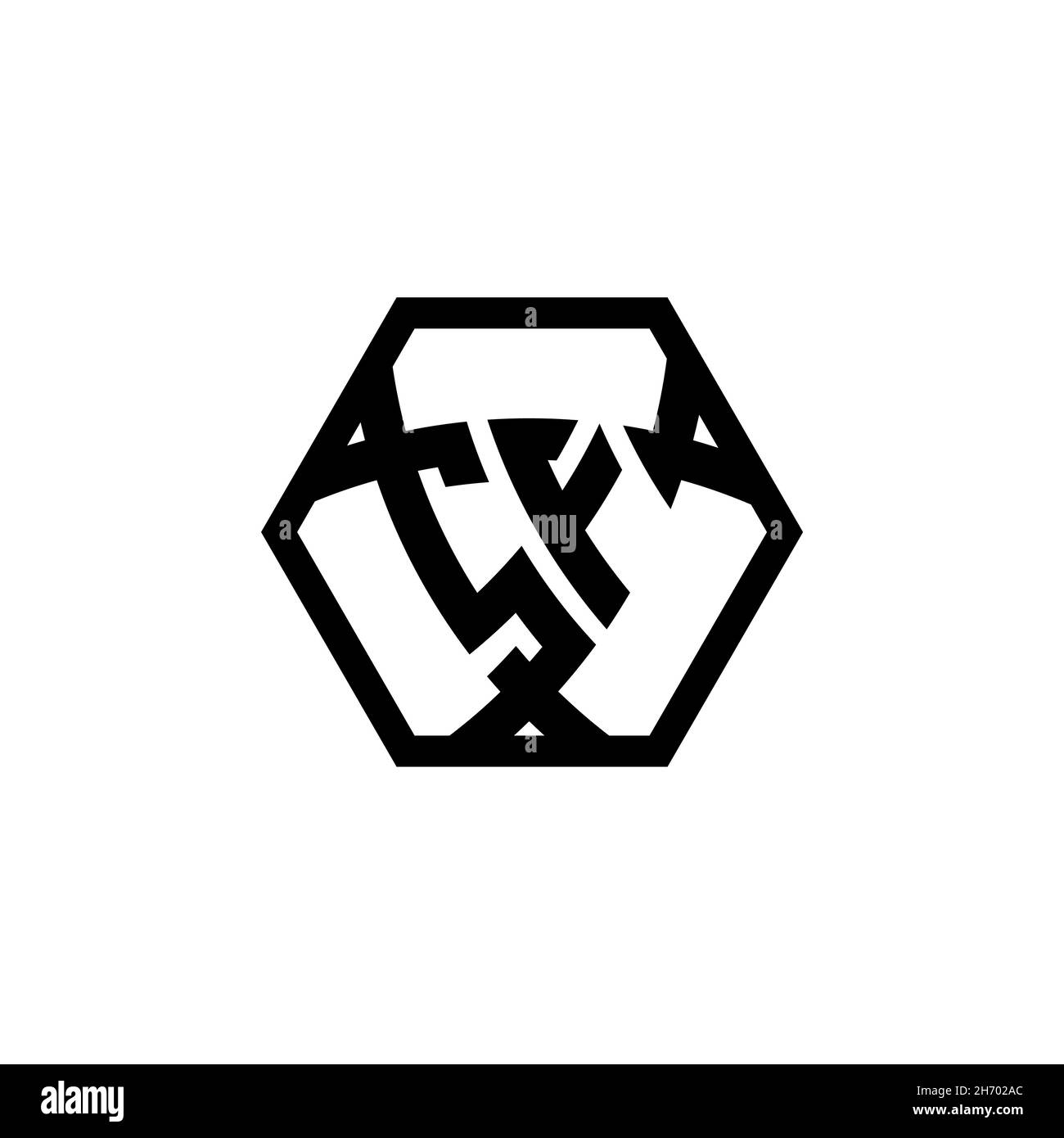 SF Monogram logo letter with triangle shield shape hexagonal rounded. Triangle monogram logo, shield monogram logo, triangle shield letter. Stock Vector