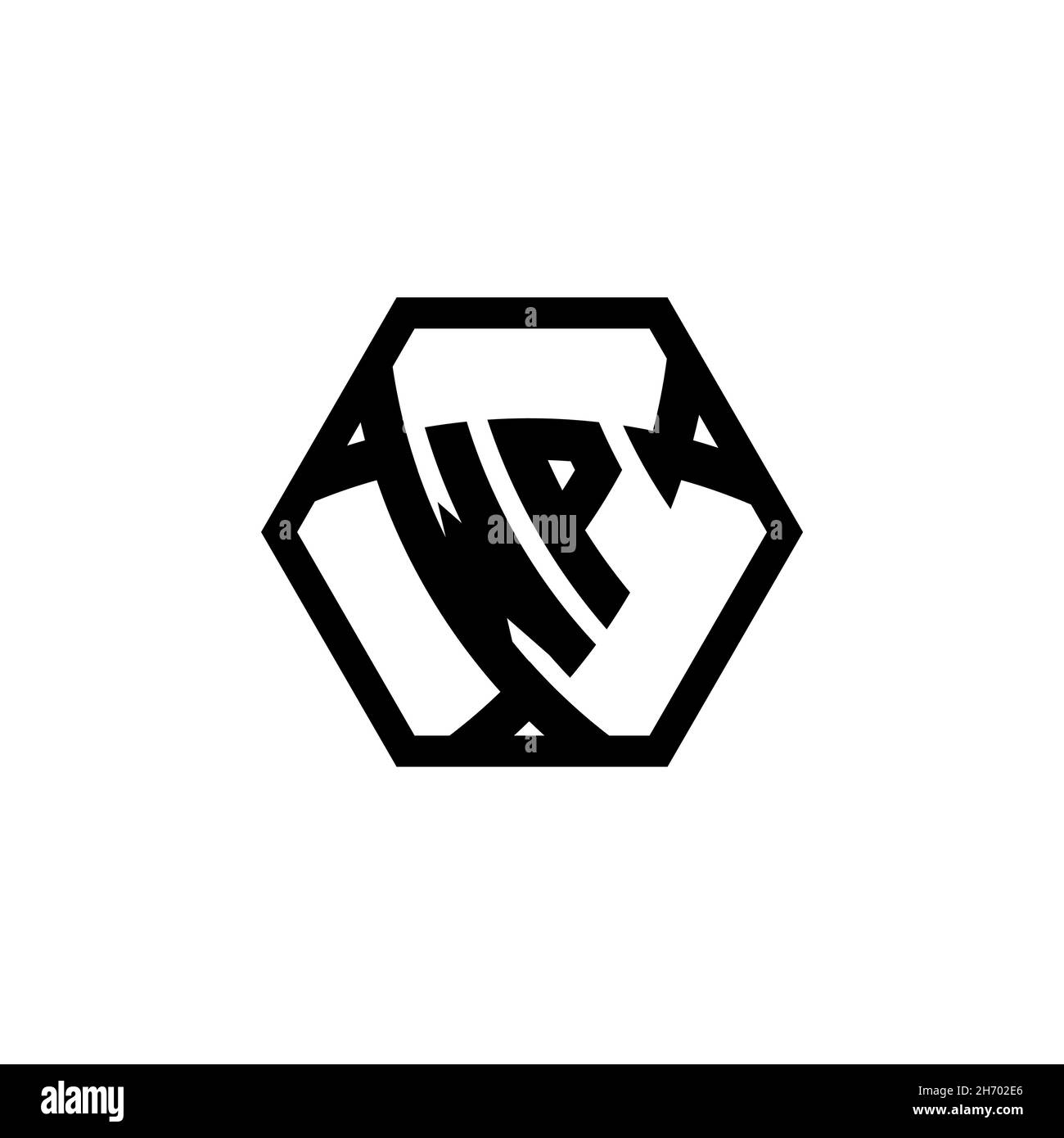 WP Monogram logo letter with triangle shield shape hexagonal rounded. Triangle monogram logo, shield monogram logo, triangle shield letter. Stock Vector
