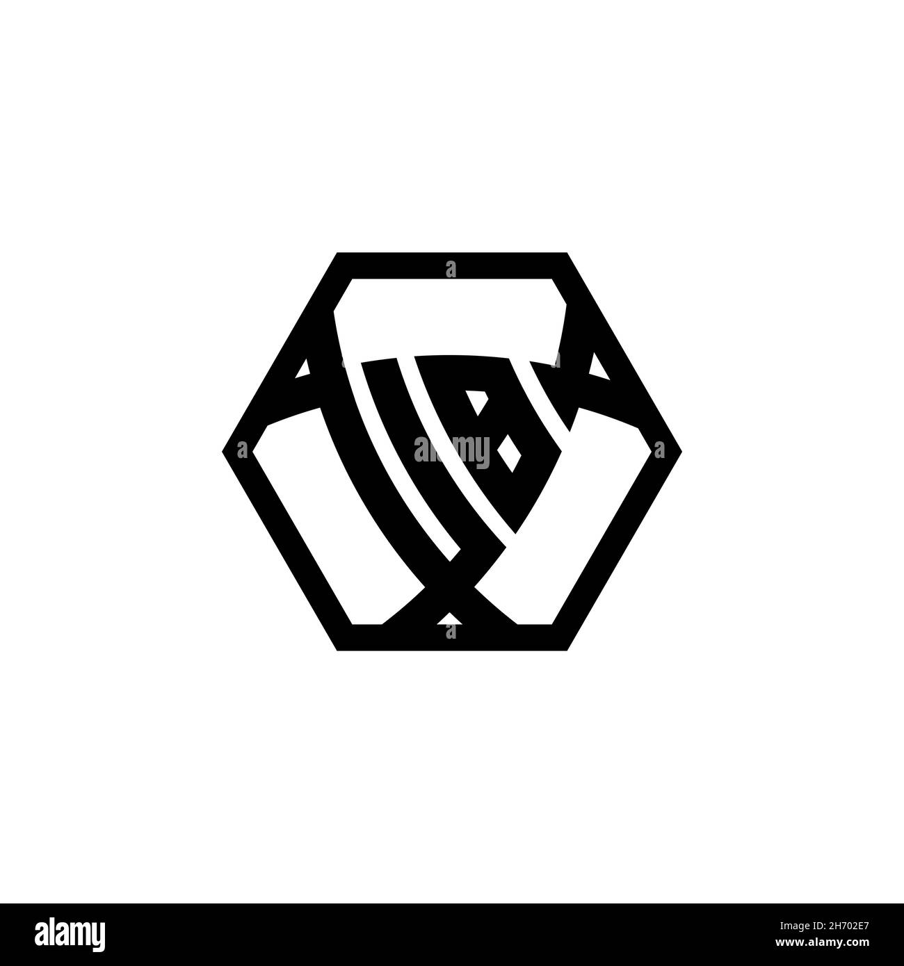 UB Monogram logo letter with triangle shield shape hexagonal rounded. Triangle monogram logo, shield monogram logo, triangle shield letter. Stock Vector
