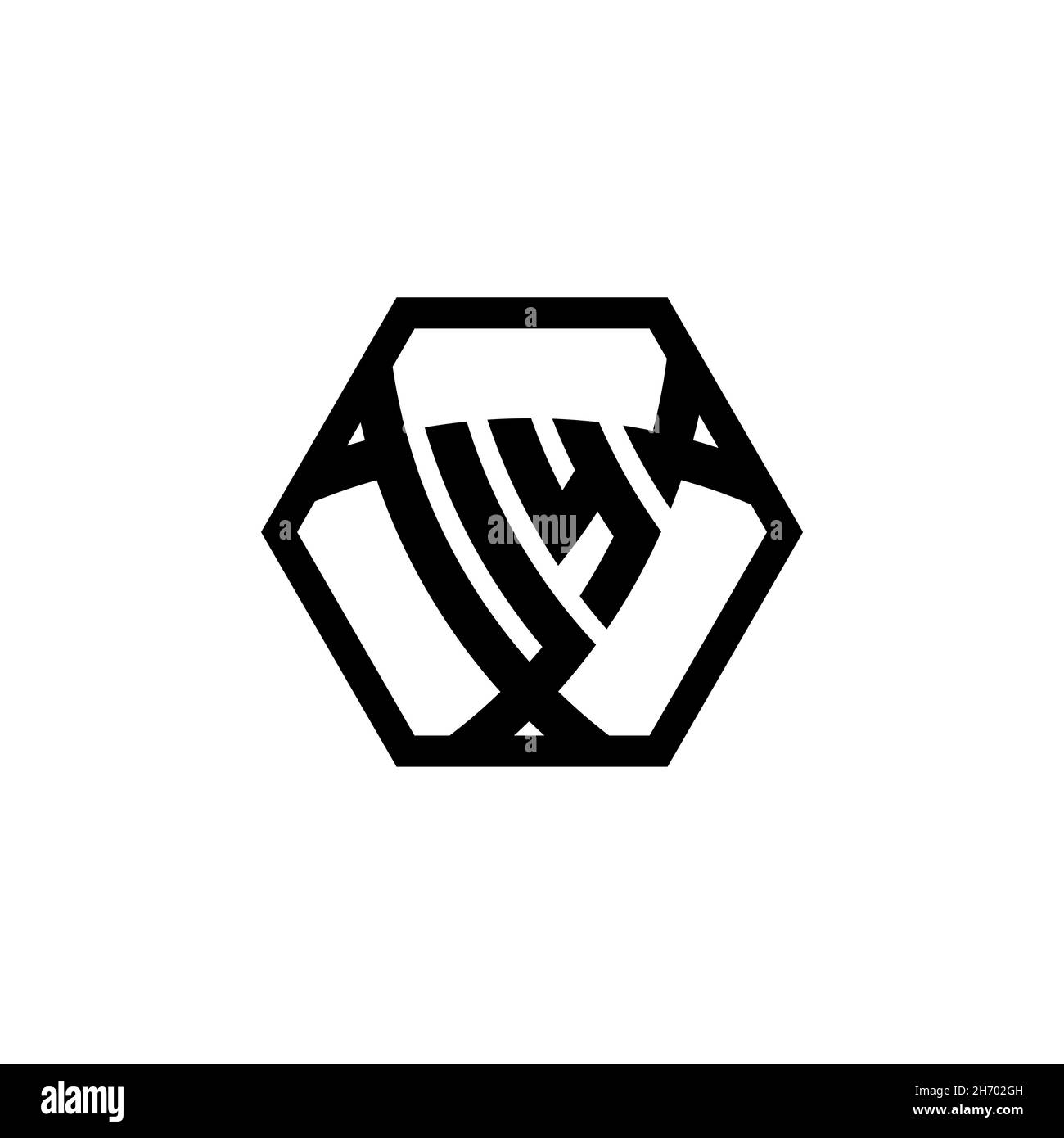 UY Monogram logo letter with triangle shield shape hexagonal rounded. Triangle monogram logo, shield monogram logo, triangle shield letter. Stock Vector