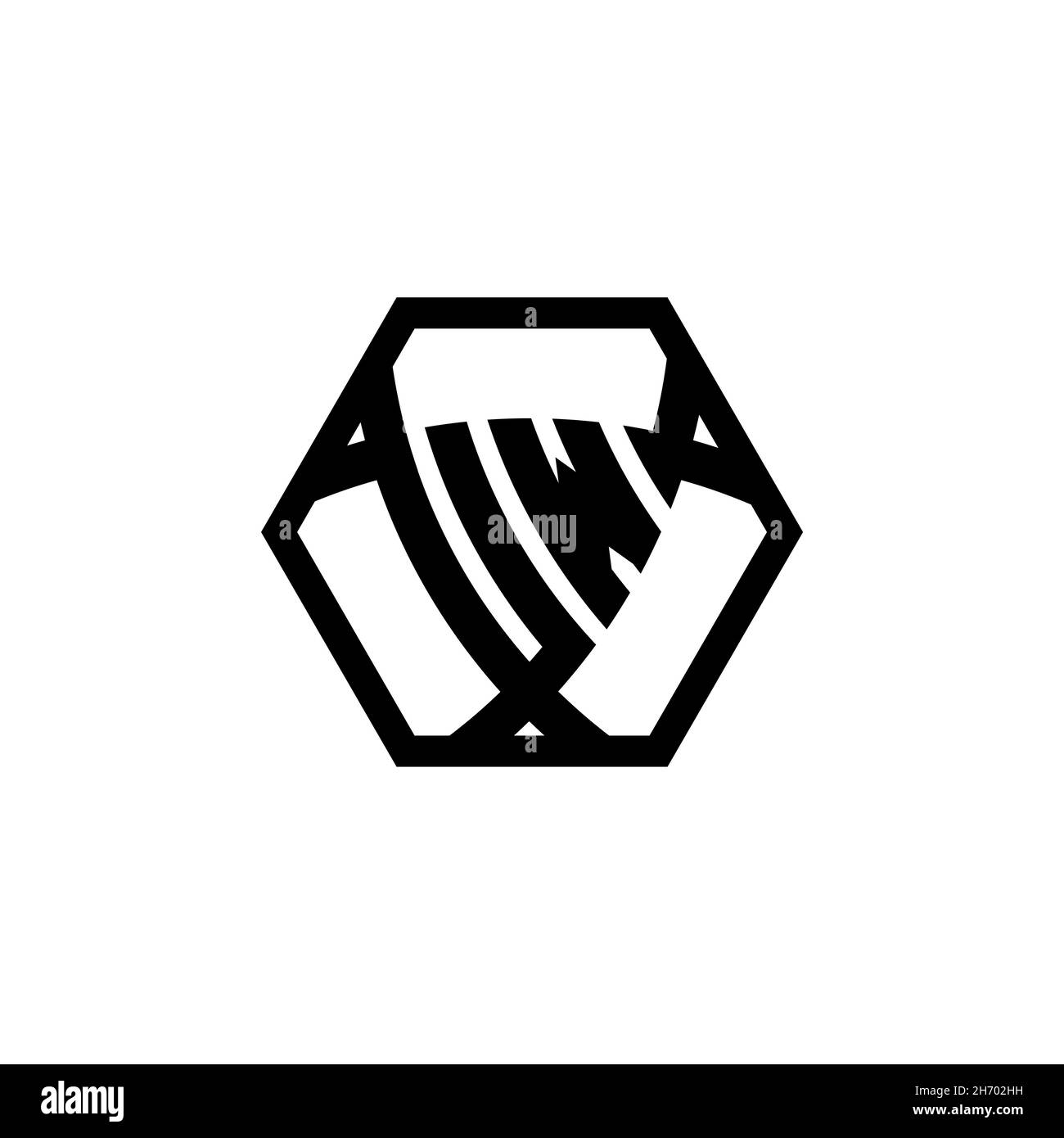 UW Monogram logo letter with triangle shield shape hexagonal rounded. Triangle monogram logo, shield monogram logo, triangle shield letter. Stock Vector