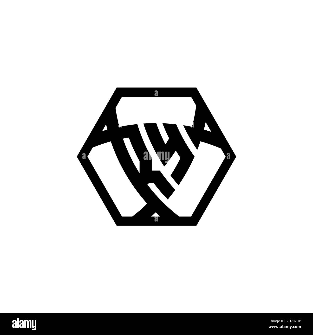 RY Monogram logo letter with triangle shield shape hexagonal rounded. Triangle monogram logo, shield monogram logo, triangle shield letter. Stock Vector