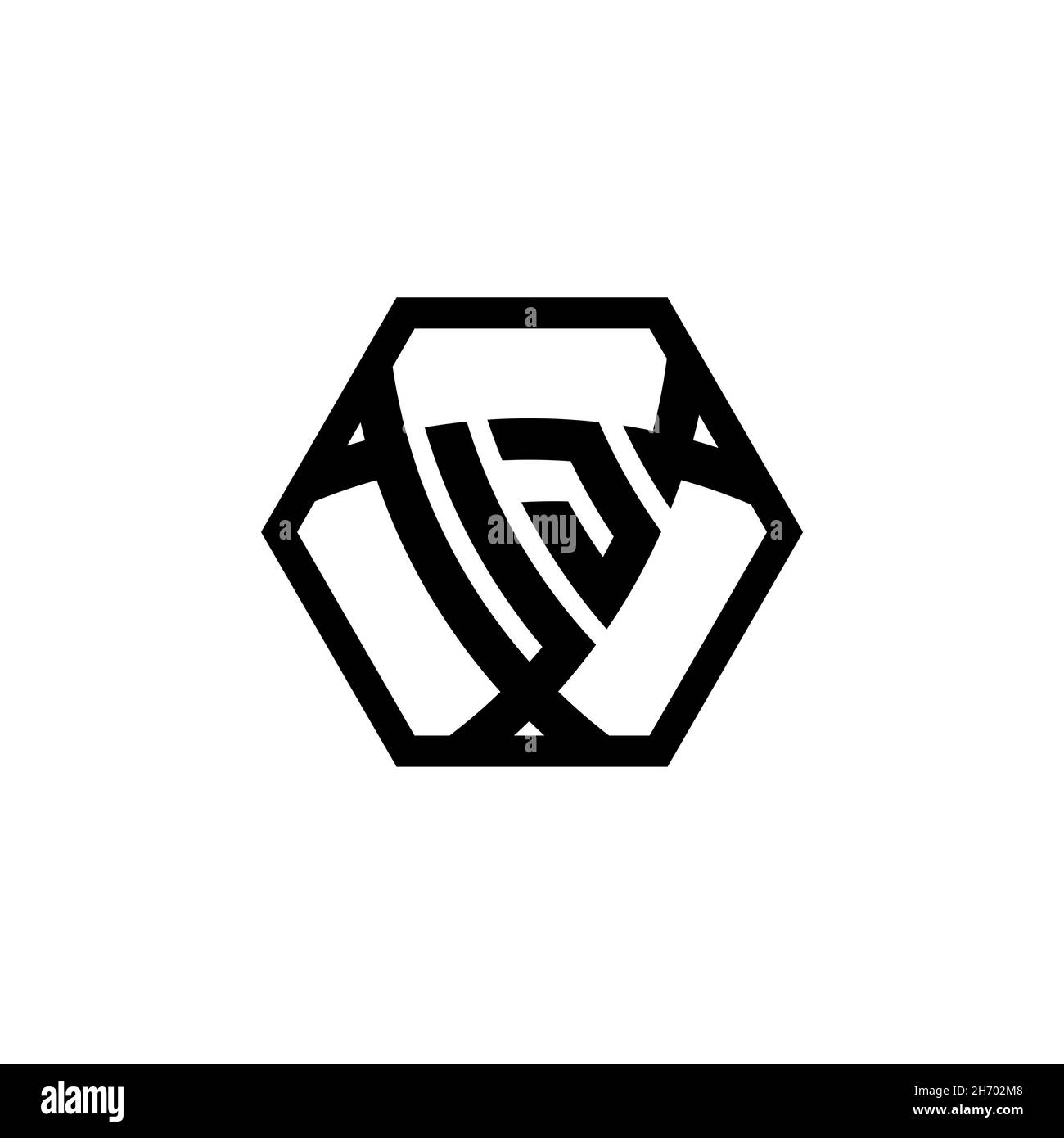 UJ Monogram logo letter with triangle shield shape hexagonal rounded. Triangle monogram logo, shield monogram logo, triangle shield letter. Stock Vector