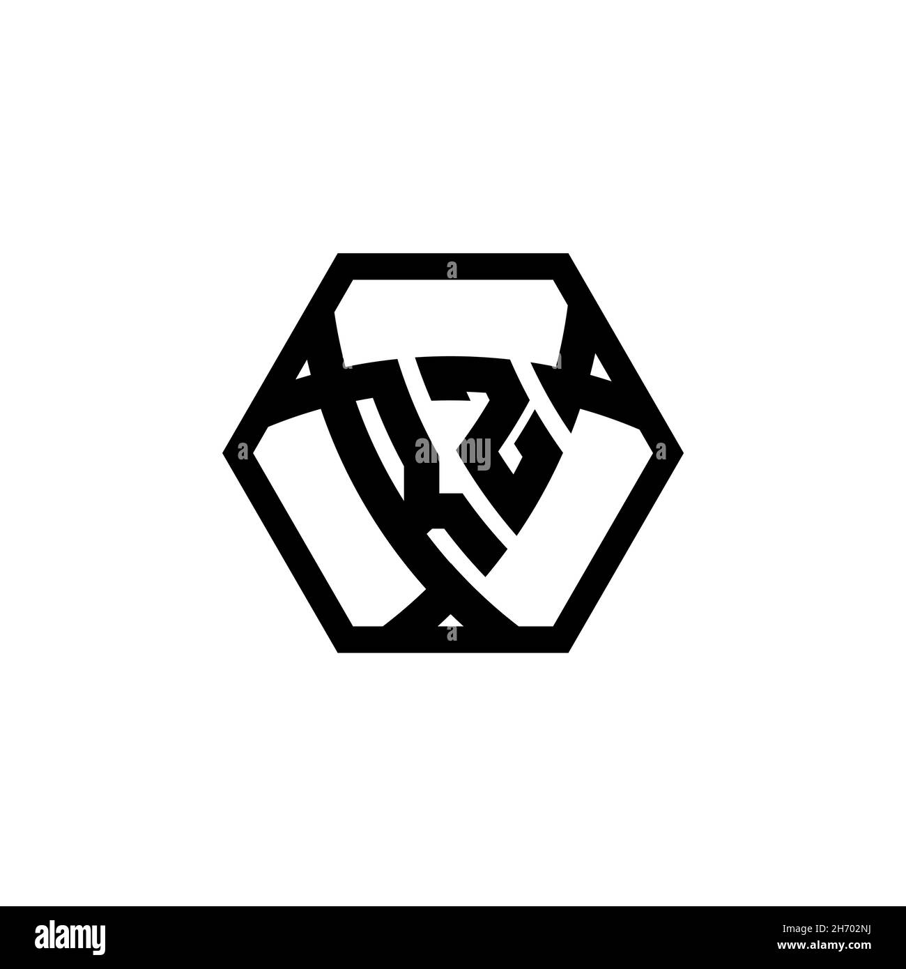 RZ Monogram logo letter with triangle shield shape hexagonal rounded. Triangle monogram logo, shield monogram logo, triangle shield letter. Stock Vector