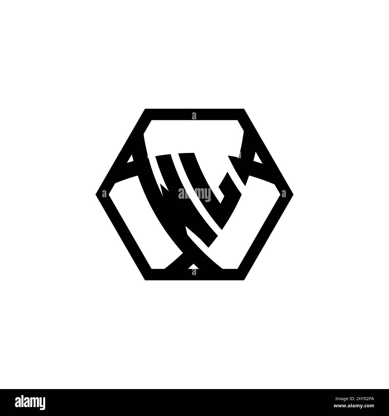 WL Monogram logo letter with triangle shield shape hexagonal rounded. Triangle monogram logo, shield monogram logo, triangle shield letter. Stock Vector