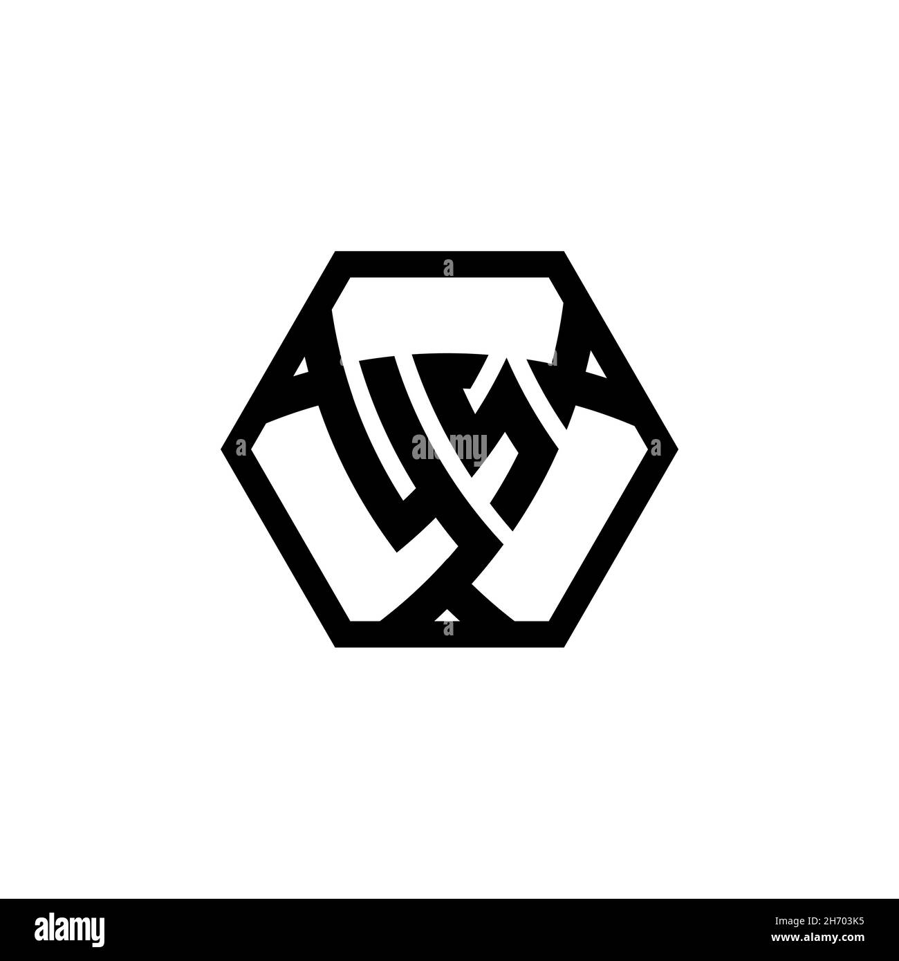 YS Monogram logo letter with triangle shield shape hexagonal rounded. Triangle monogram logo, shield monogram logo, triangle shield letter. Stock Vector