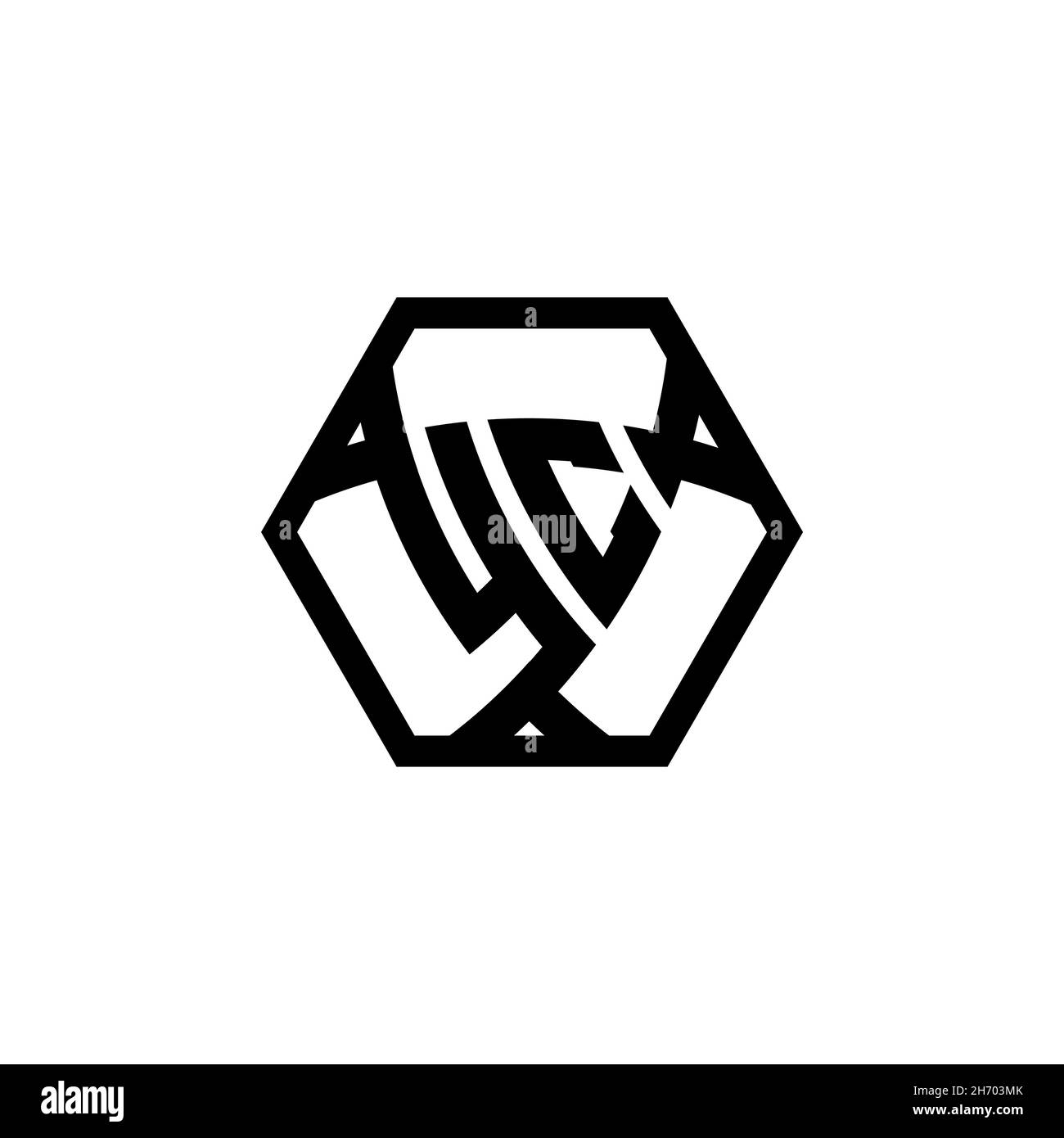YC Monogram logo letter with triangle shield shape hexagonal rounded. Triangle monogram logo, shield monogram logo, triangle shield letter. Stock Vector