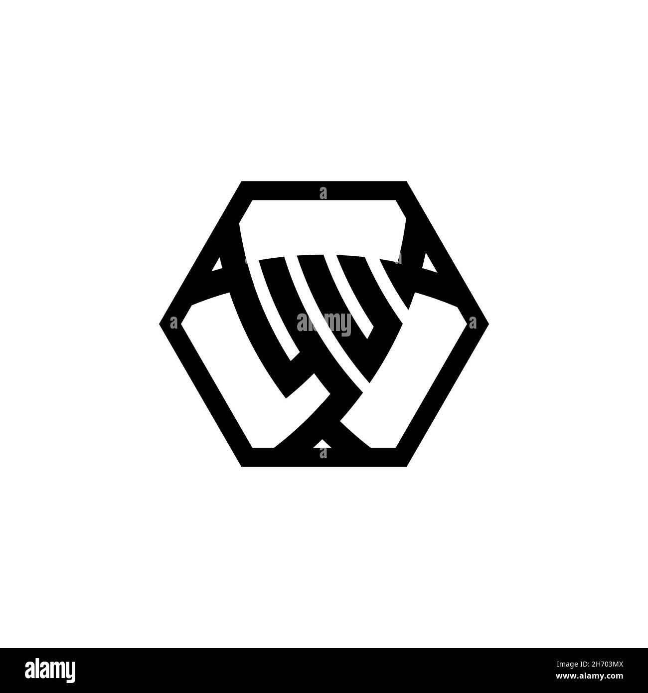 YU Monogram logo letter with triangle shield shape hexagonal rounded. Triangle monogram logo, shield monogram logo, triangle shield letter. Stock Vector