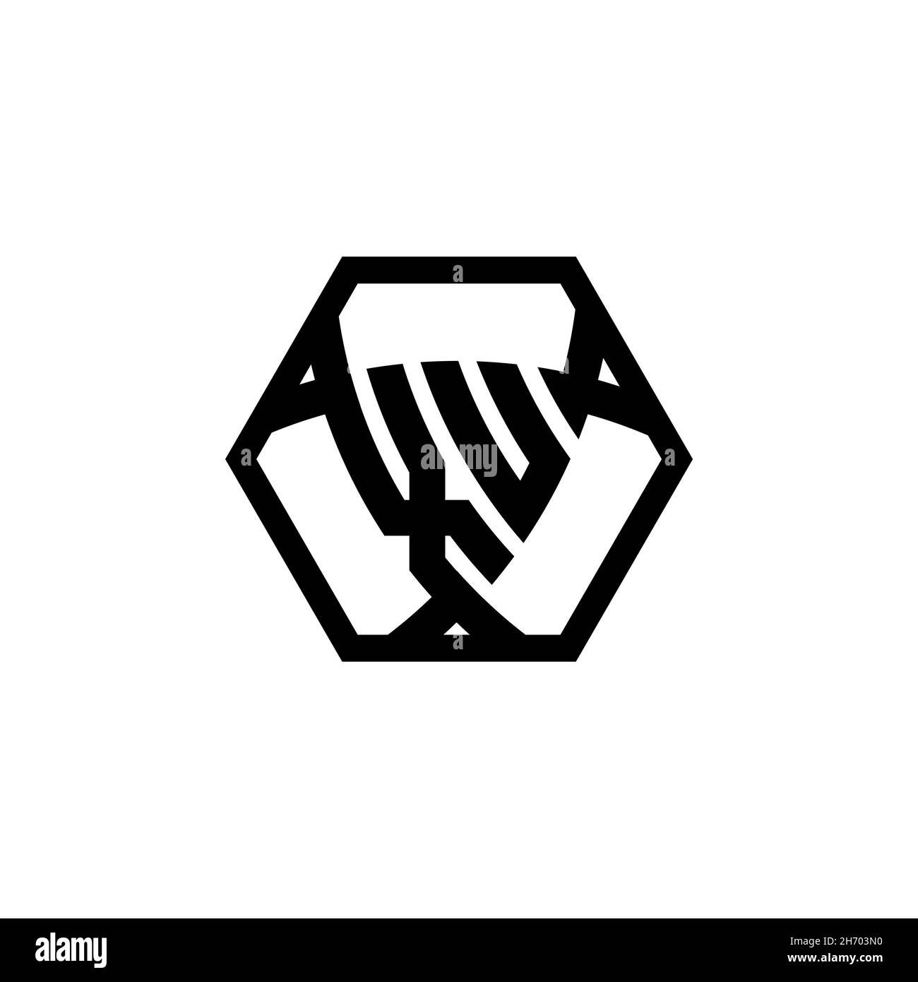 XU Monogram logo letter with triangle shield shape hexagonal rounded. Triangle monogram logo, shield monogram logo, triangle shield letter. Stock Vector