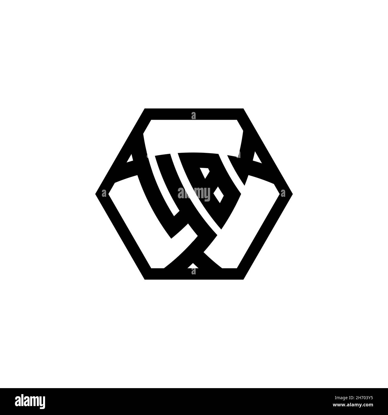 YB Monogram logo letter with triangle shield shape hexagonal rounded. Triangle monogram logo, shield monogram logo, triangle shield letter. Stock Vector