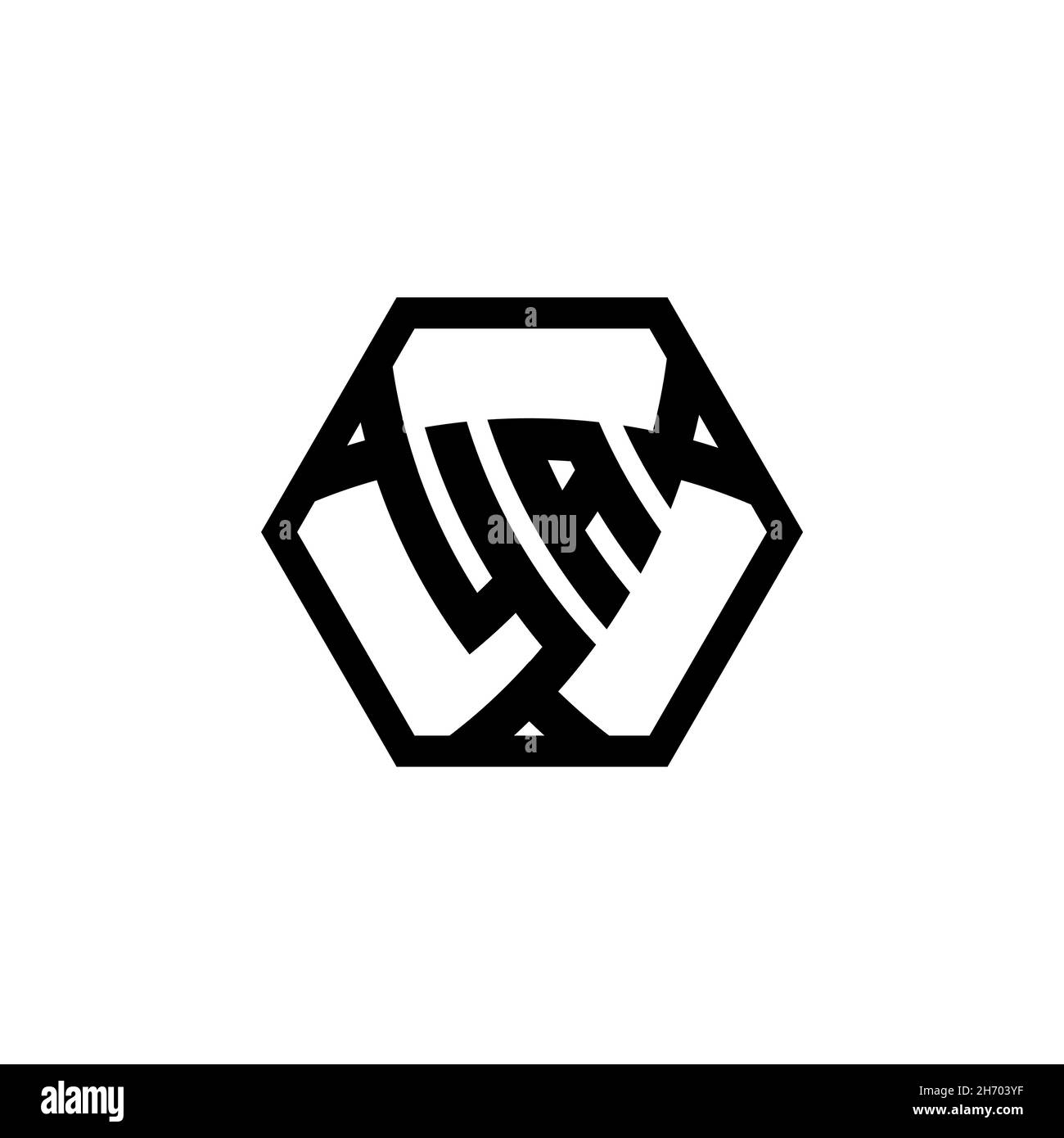 YA Monogram logo letter with triangle shield shape hexagonal rounded. Triangle monogram logo, shield monogram logo, triangle shield letter. Stock Vector