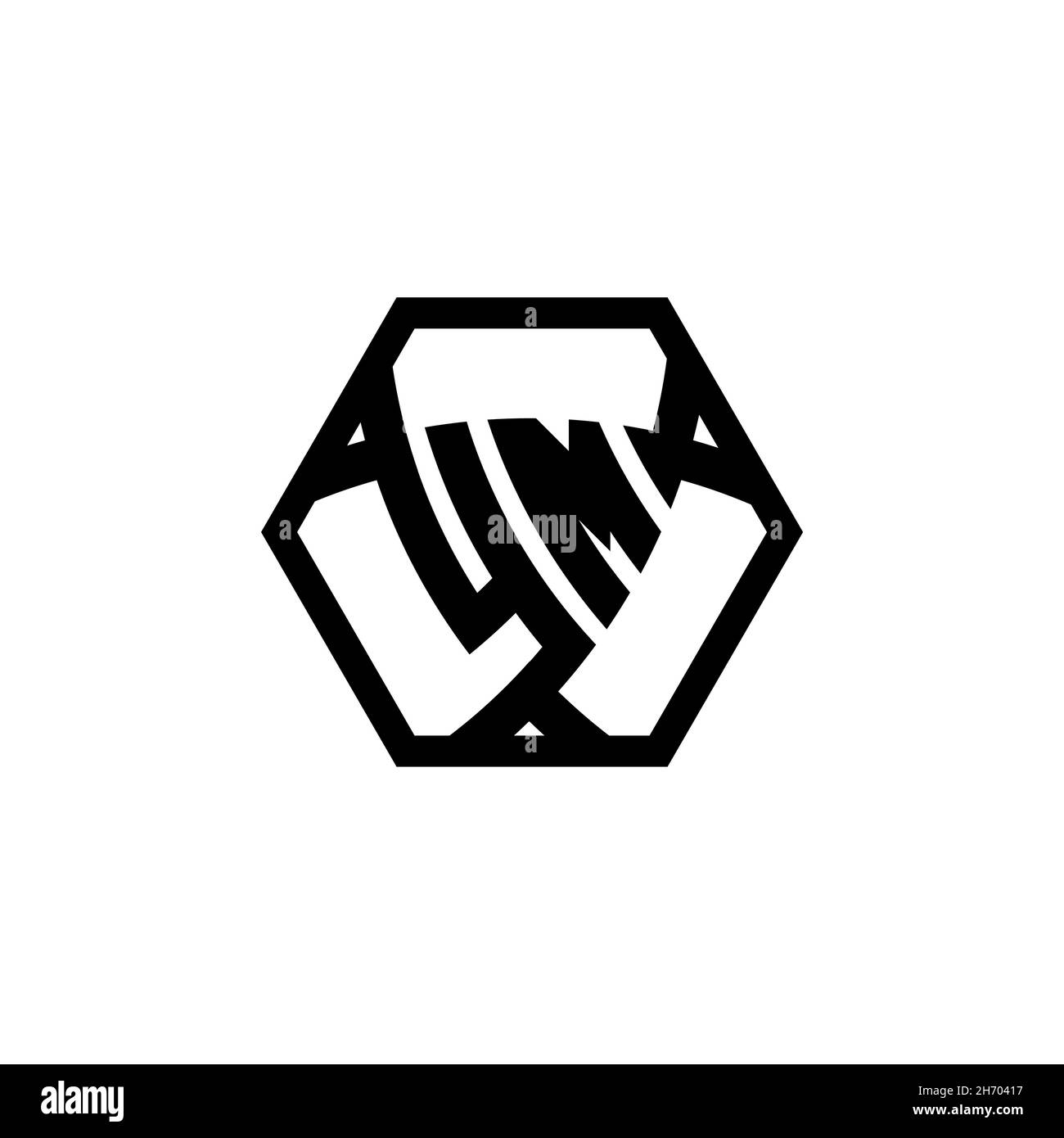 YM Monogram logo letter with triangle shield shape hexagonal rounded. Triangle monogram logo, shield monogram logo, triangle shield letter. Stock Vector