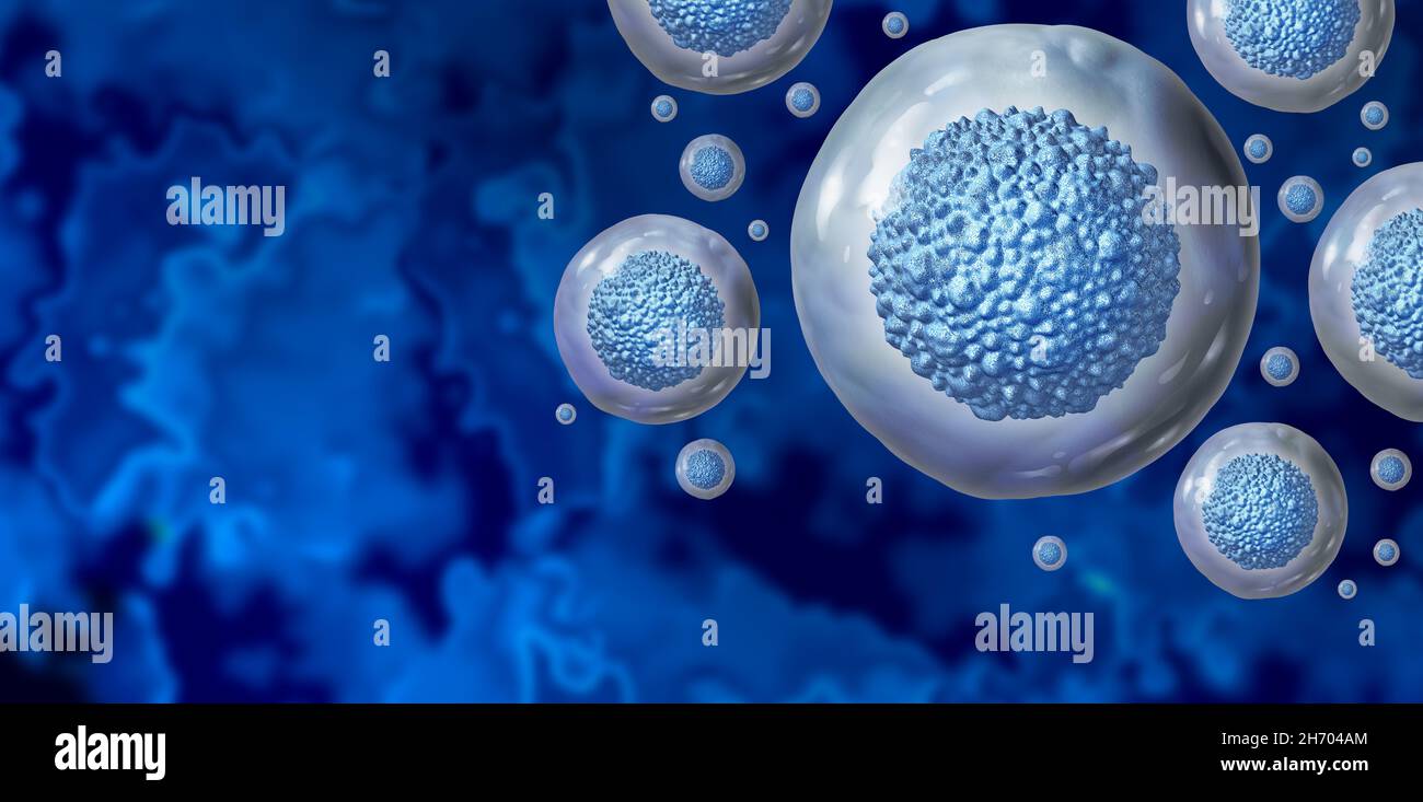 Stem cells as multicellular organisms for cellular treatment as a 3D illustration. Stock Photo