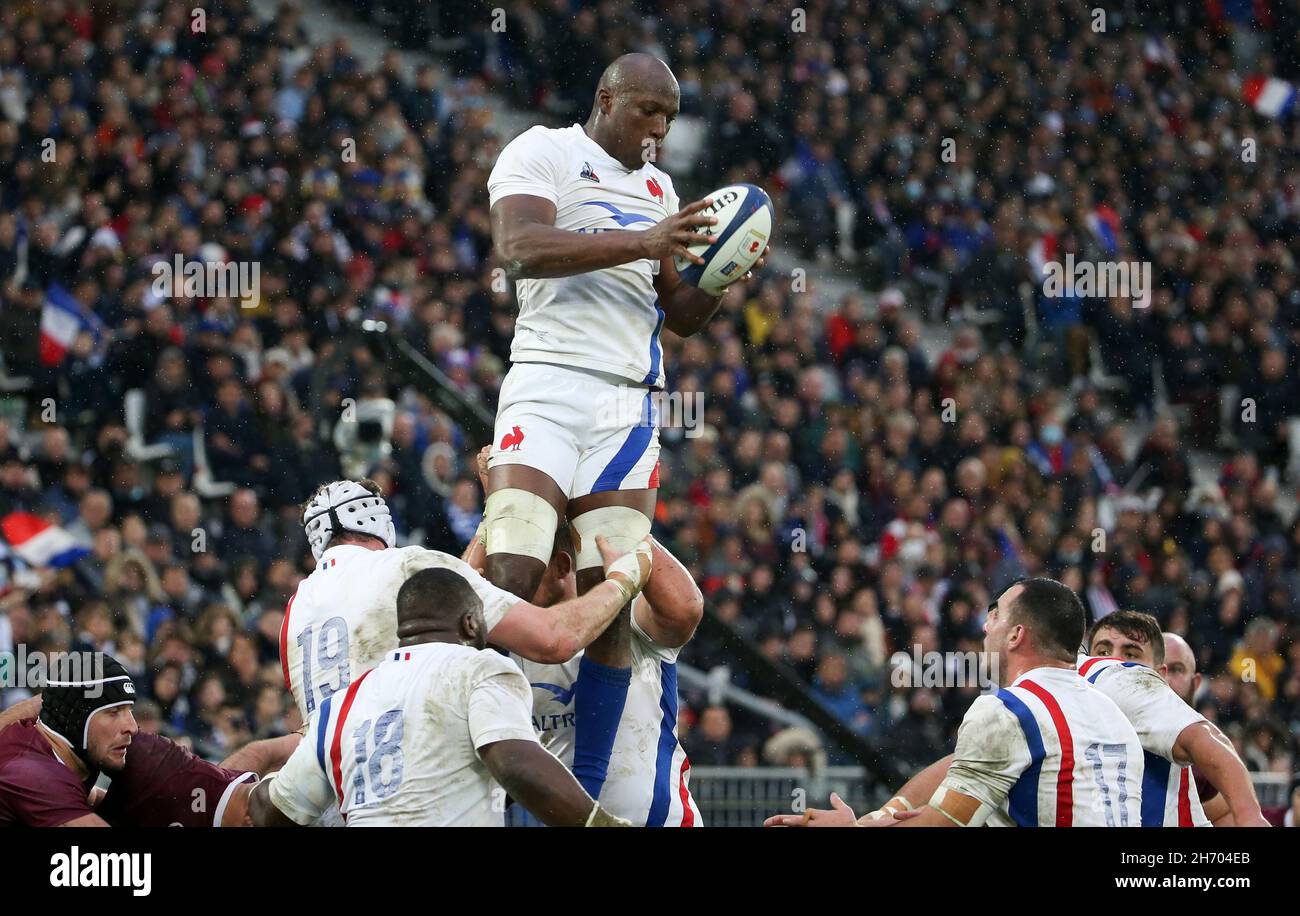 Sekou Macalou of France during the Autumn Nations Series 2021, rugby union test match between France and Georgia on November 14, 2021 at Stade Matmut Atlantique in Bordeaux, France - Photo Jean Catuffe / DPPI Stock Photo