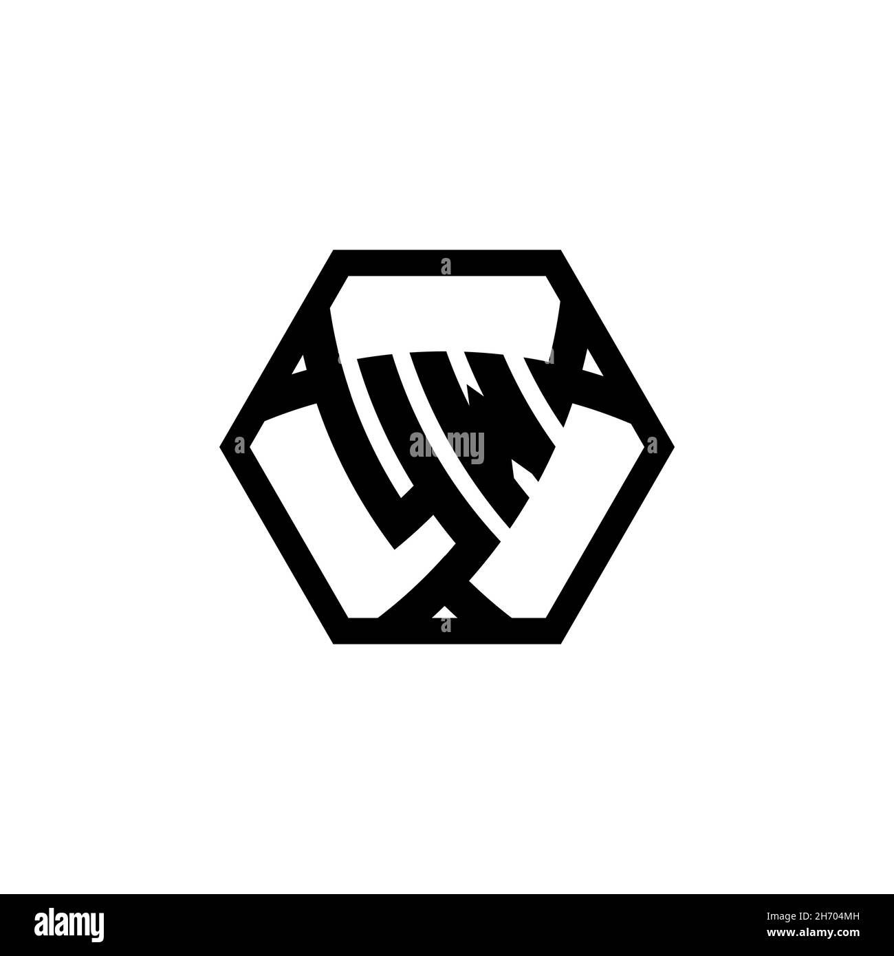 YW Monogram logo letter with triangle shield shape hexagonal rounded. Triangle monogram logo, shield monogram logo, triangle shield letter. Stock Vector