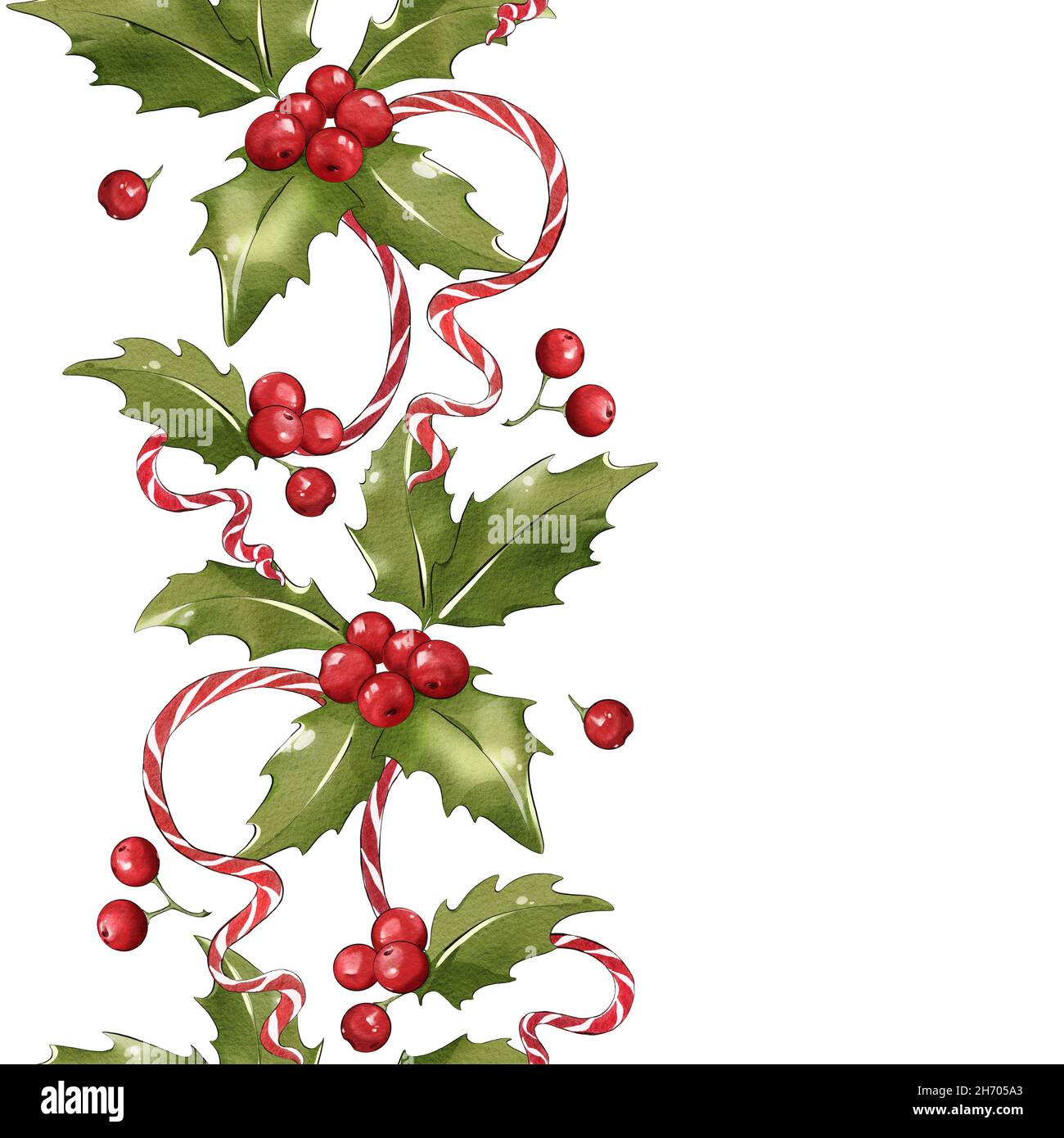 Christmas seamless border made of mistletoe and ribbon Stock Photo - Alamy