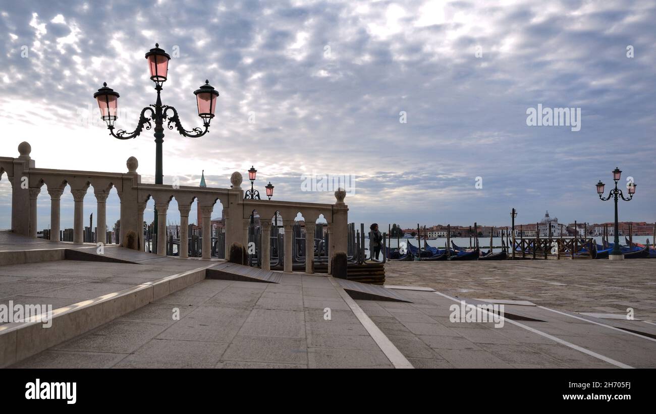 panoramic view in San Marco Sestiere promenade on a gray day Stock Photo