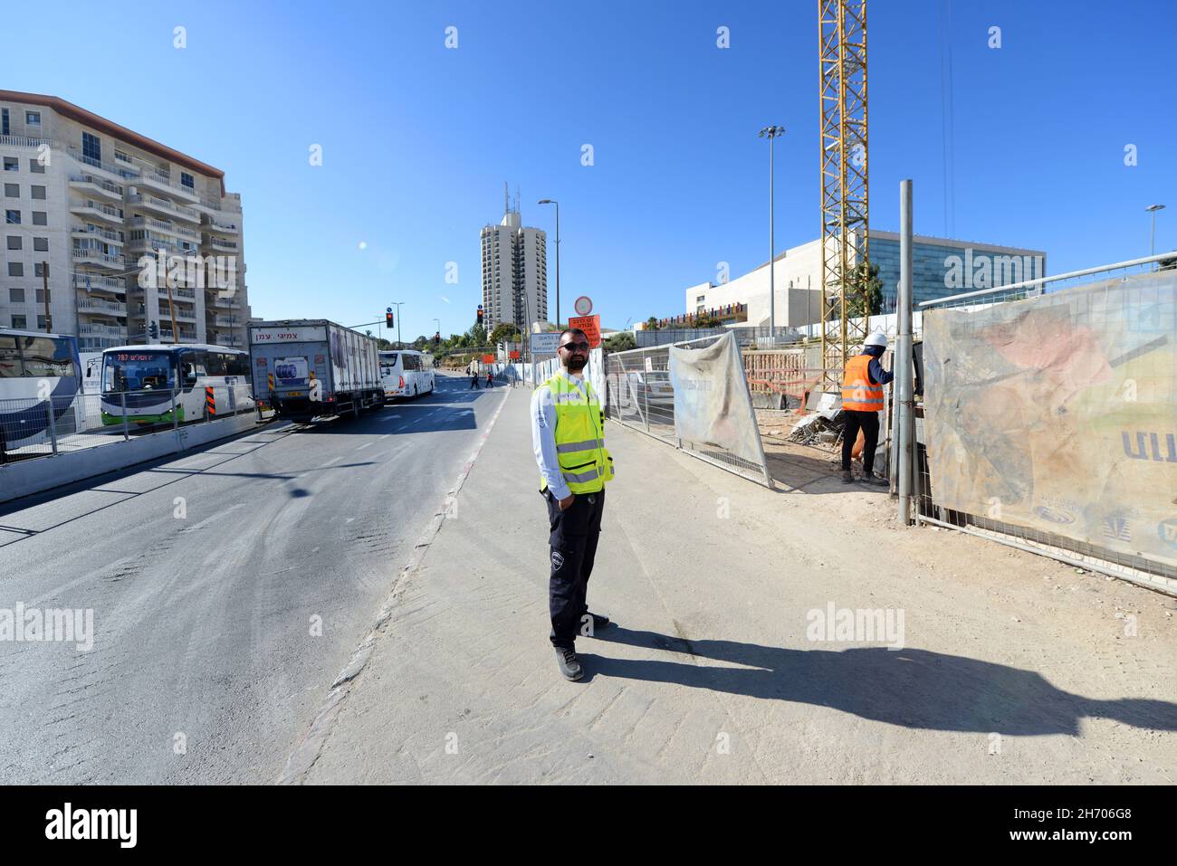 Construction of the city entrance project in Jerusalem, Israel Stock Photo