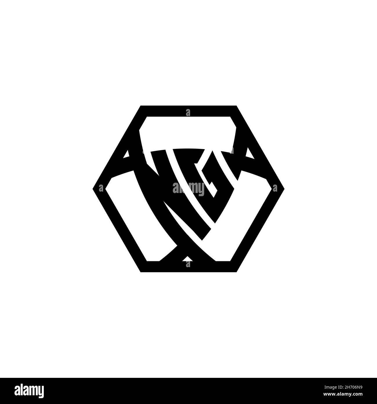 NG Monogram logo letter with triangle shield shape hexagonal rounded. Triangle monogram logo, shield monogram logo, triangle shield letter. Stock Vector