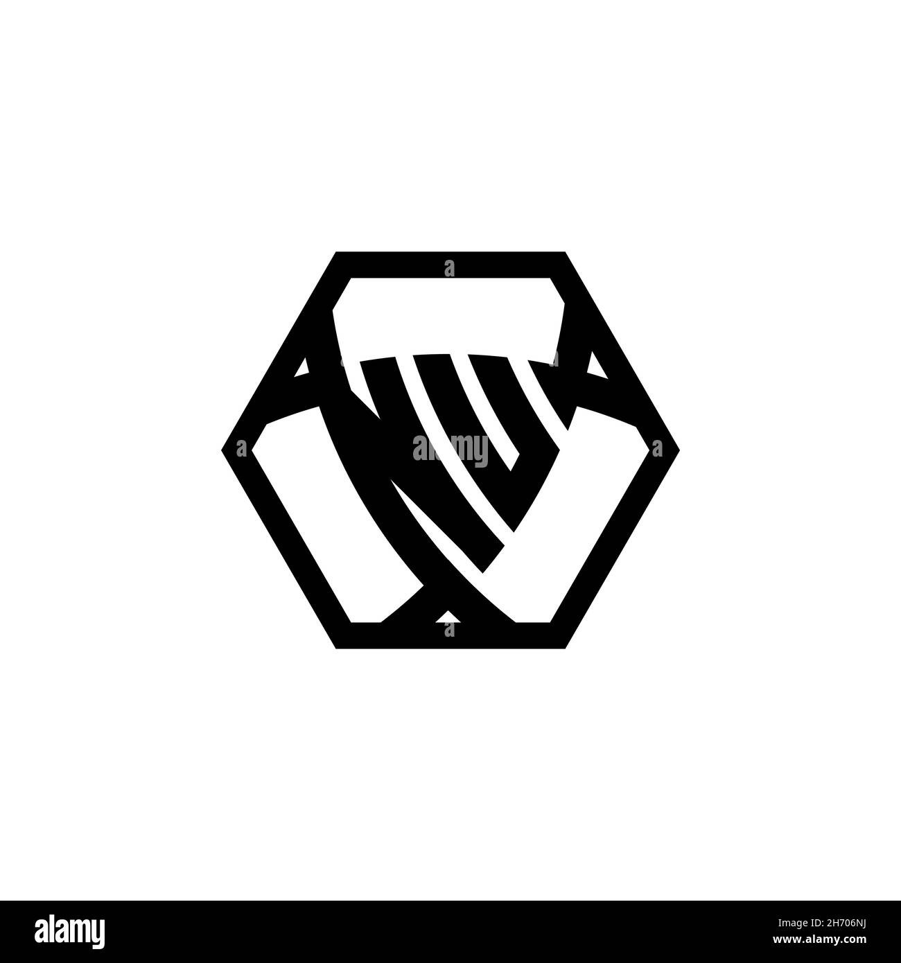 NU Monogram logo letter with triangle shield shape hexagonal rounded. Triangle monogram logo, shield monogram logo, triangle shield letter. Stock Vector