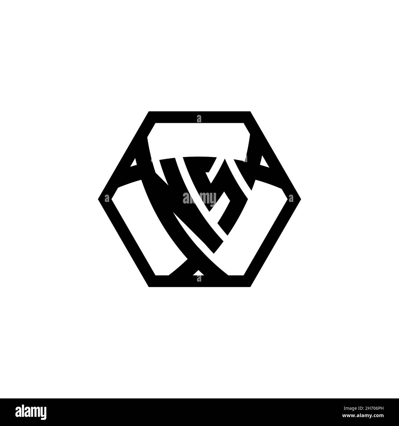 NS Monogram logo letter with triangle shield shape hexagonal rounded. Triangle monogram logo, shield monogram logo, triangle shield letter. Stock Vector