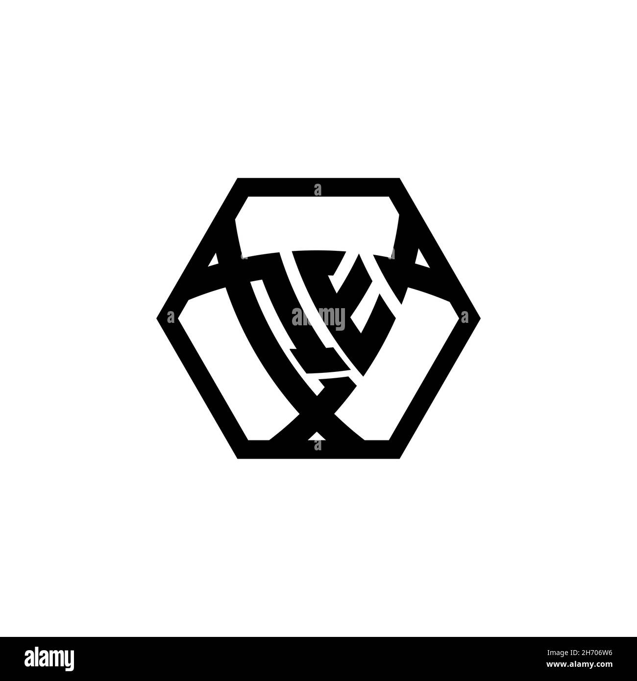 QE Monogram logo letter with triangle shield shape hexagonal rounded ...