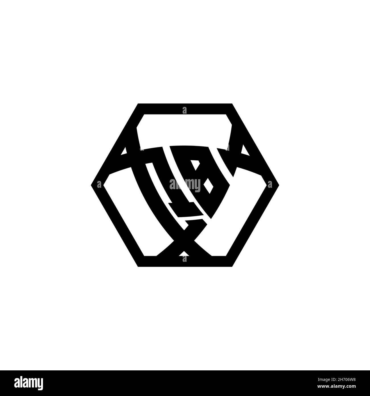 QB Monogram logo letter with triangle shield shape hexagonal rounded. Triangle monogram logo, shield monogram logo, triangle shield letter. Stock Vector