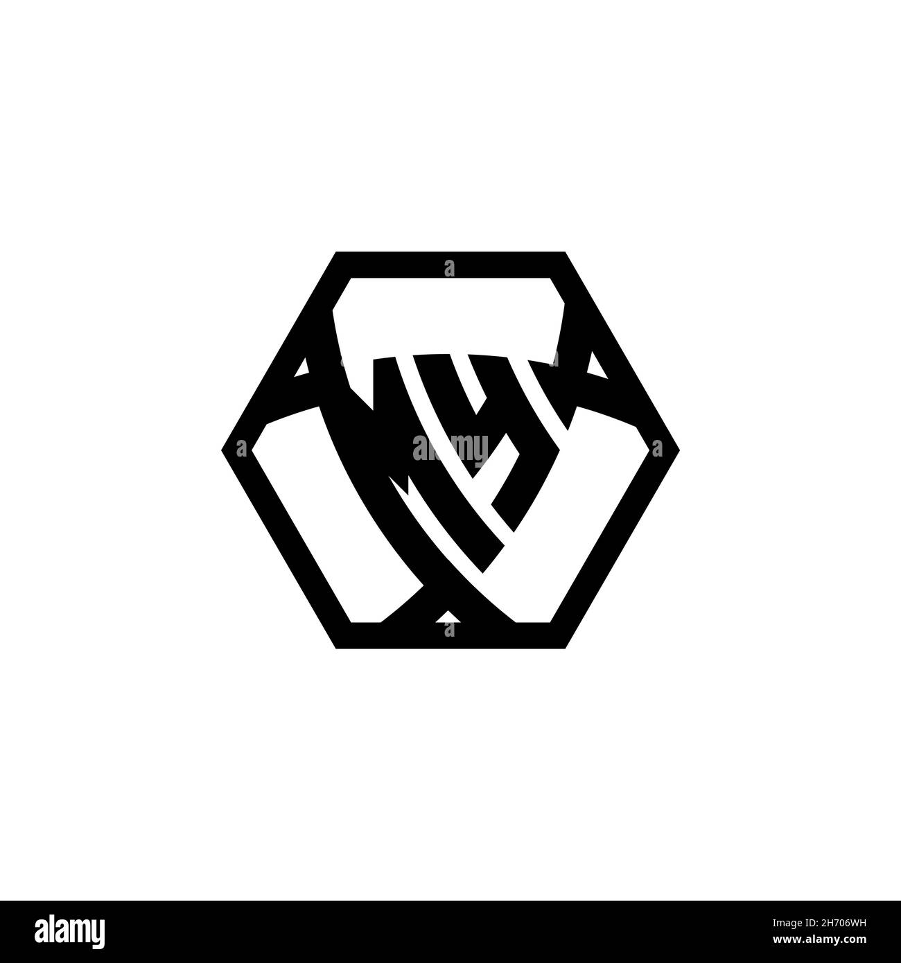 MY Monogram logo letter with triangle shield shape hexagonal rounded. Triangle monogram logo, shield monogram logo, triangle shield letter. Stock Vector