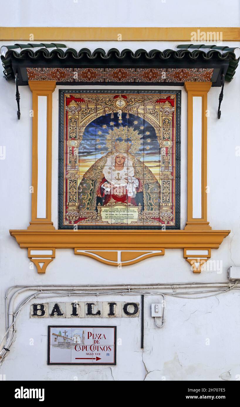 La Cuesta del Bailío and Plaza Nuestra Señora de la Paz y Esperanza in Córdoba Spain. Stock Photo