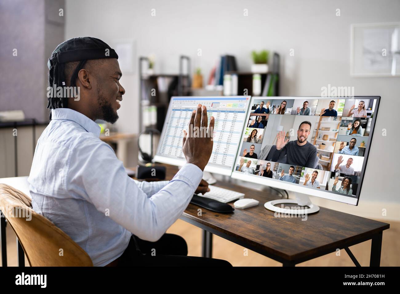 Video Conference Business Call. Conferencing On Computer Stock Photo