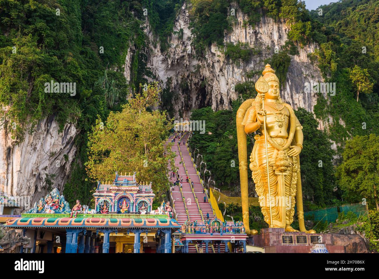 Selangor, Malaysia, 09 Aug 2015: Statue of Murugan the Hindu God of war and victory at Batu Caves. Stock Photo