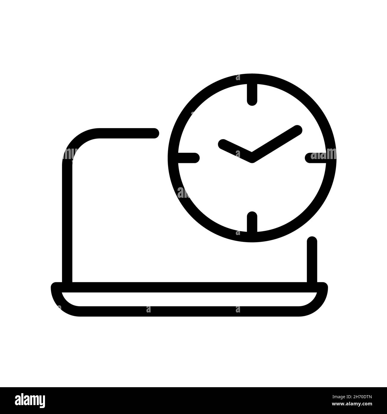 Time icon in device screen. Clock pictogram. Flat symbol for web. Line ...