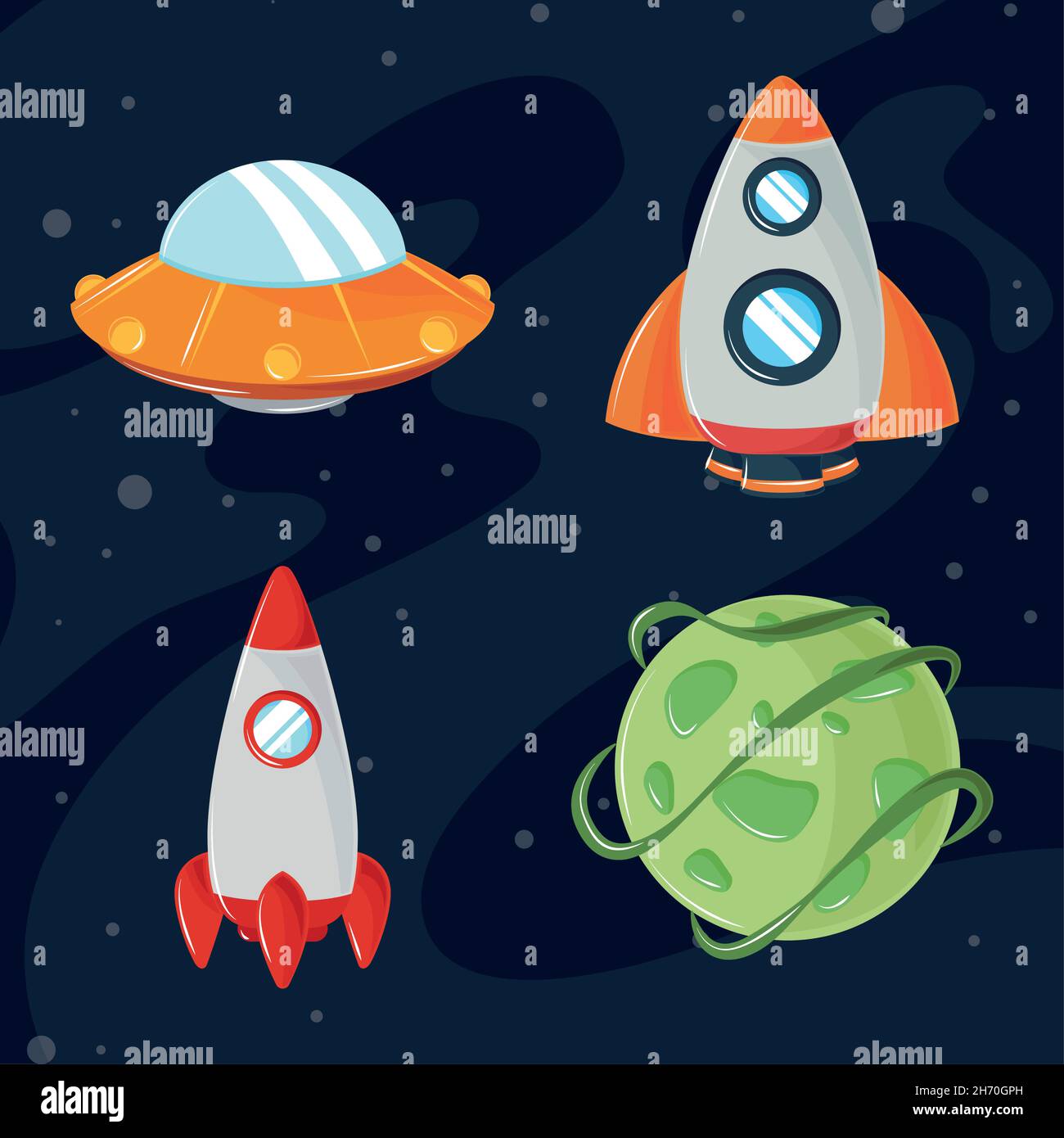 set spaceships and planet Stock Vector Image & Art - Alamy