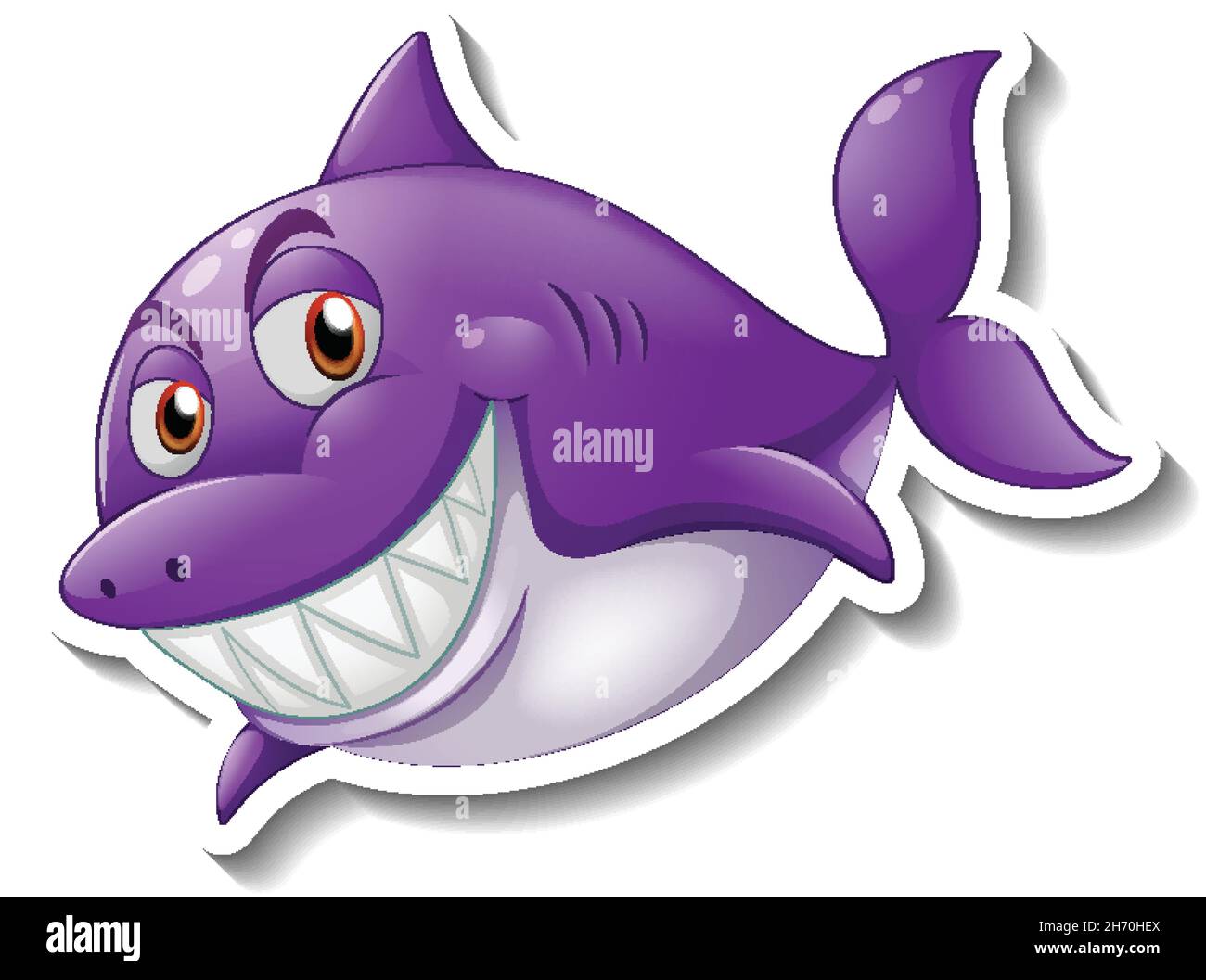 Smiling shark cartoon sticker illustration Stock Vector Image & Art - Alamy