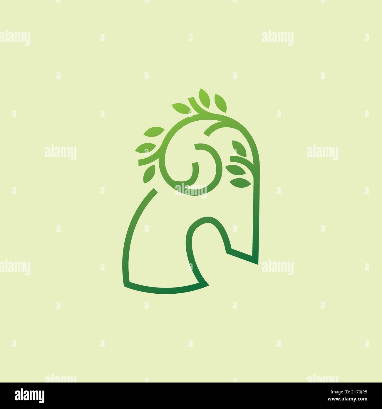 vector design. logo created from combination Ram and fresh leaf logo. Stock Vector